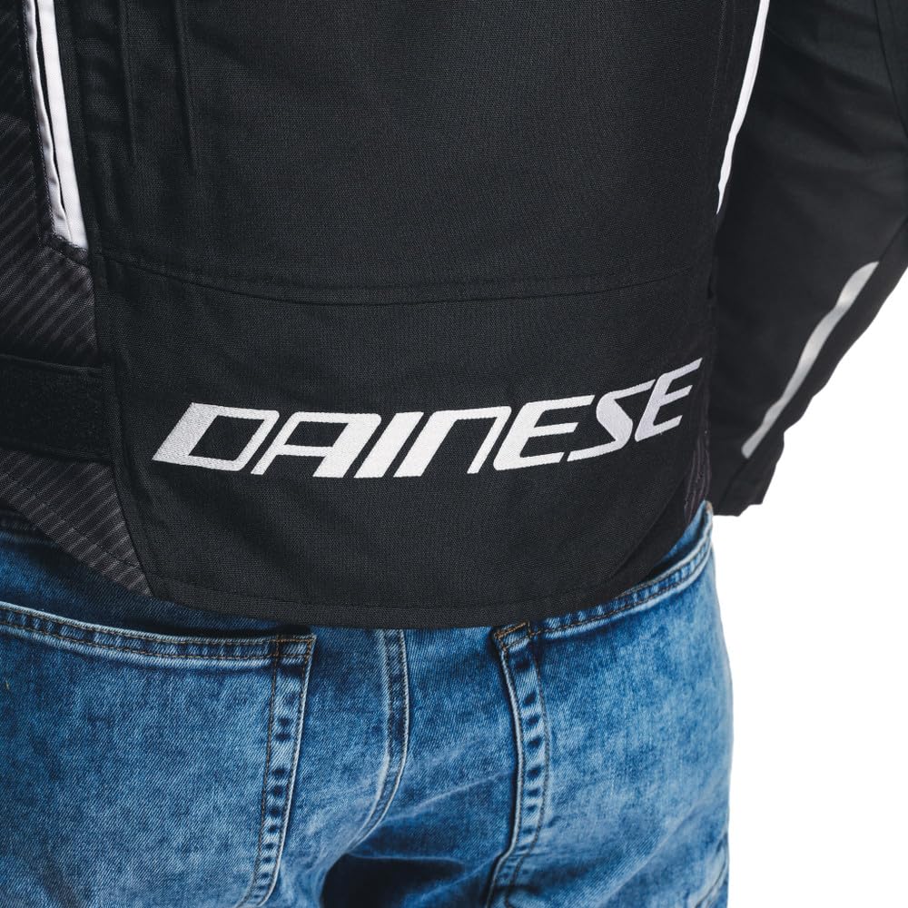 Dainese - Avro 5 Tex Jacket, Veste Moto en Tissu, avec Protections aux épaules, Noir/Blanc/Noir, 52 | Étanche