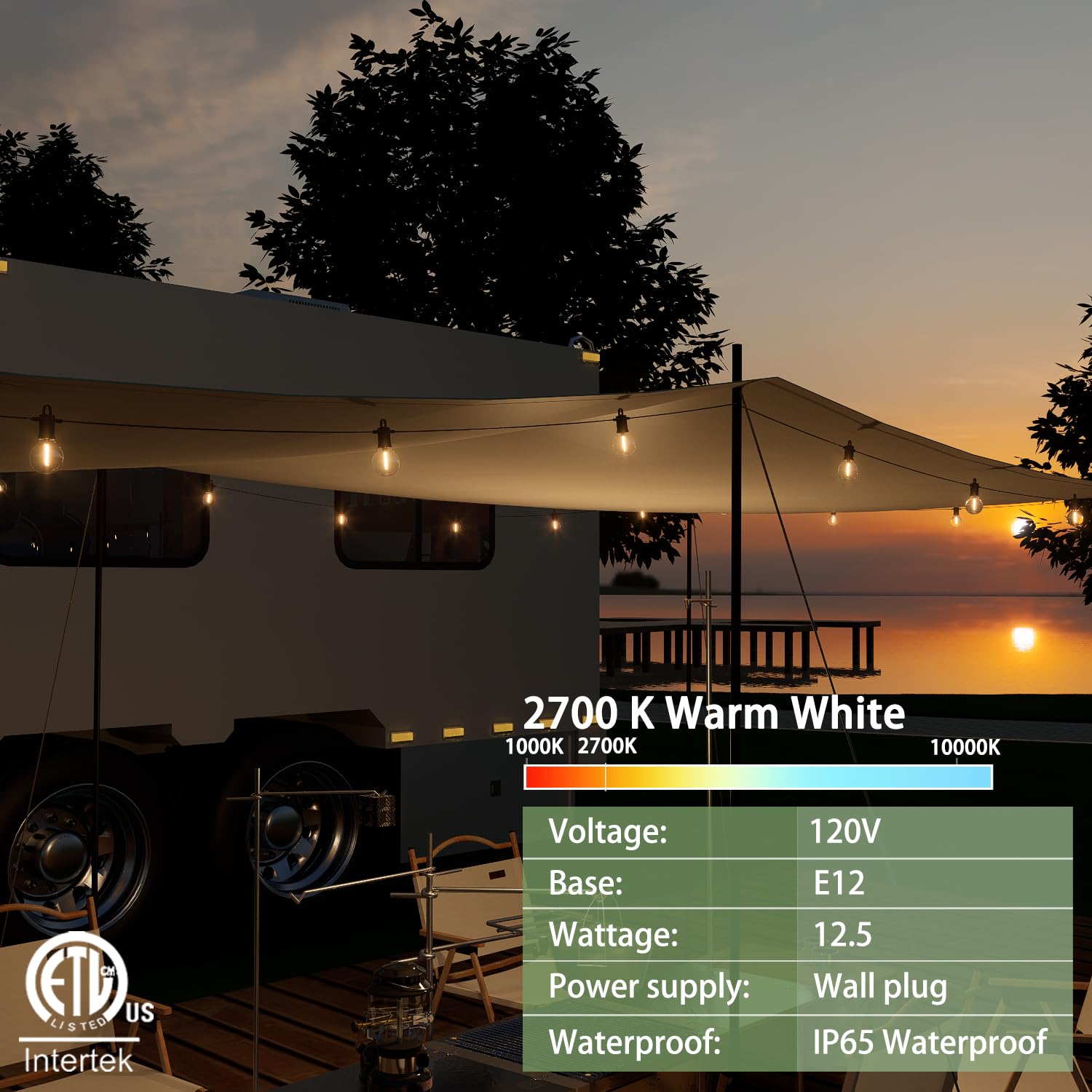 45M LED Lichterkette Außen, IP65 Outdoor Strom Lichterketten mit 73 G40 Glühbirnen, Warmweißes 2700K, Innen/Außen Lichterketten für Garten, Terrasse, Hochzeiten, Partys Lights Gartenbeleuchtung