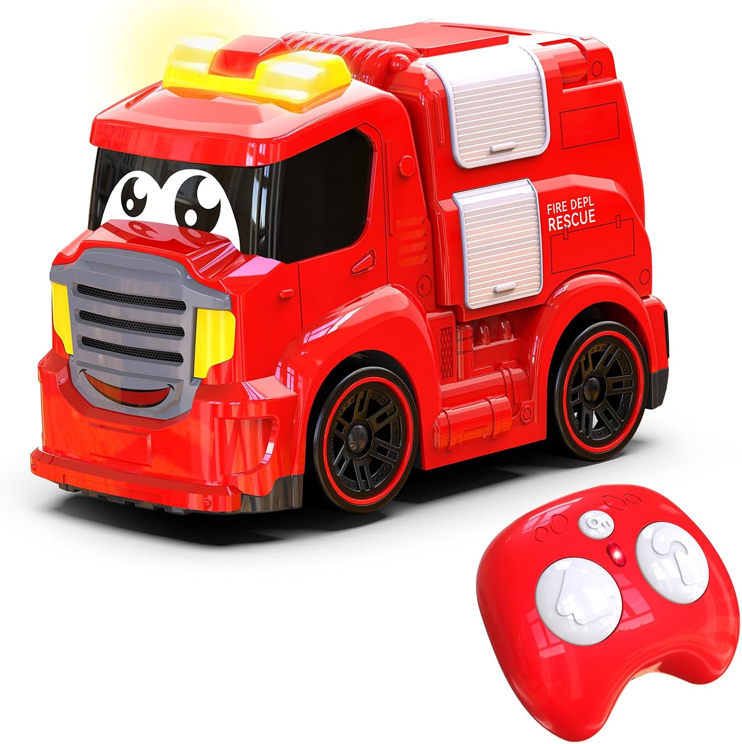 Remote Control Car for Toddlers 1-3 Fire Truck Toy for Ages 2-4 Lights & Sounds Emergency Cars Preschoolers Fire Engine for Boys & Girls