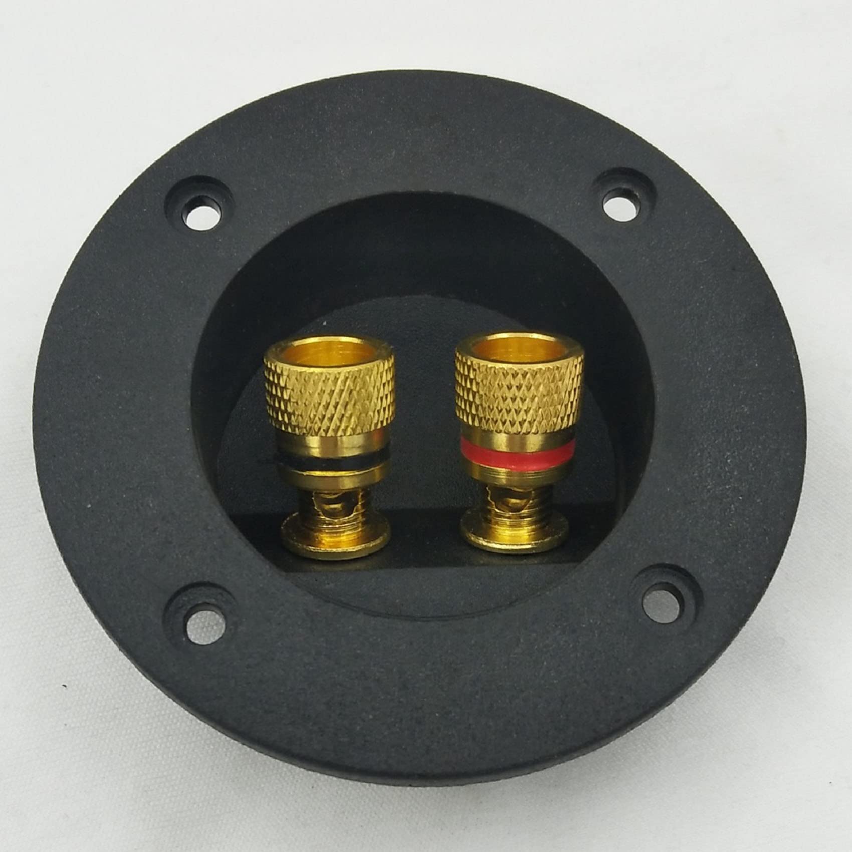 NONDK 3 PièCes Bricolage Accueil Voiture StéRéO Enceinte 2 Voies Borne De Fixation De Borne Ronde Connecteurs De Coupe De Ressort Bouchons De Caisson De Basses (Noir