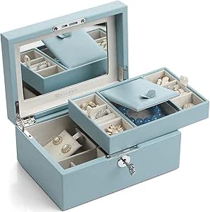 Vlando-Schmuckkasten-Damen, Schmuckkästchen-Doppelschicht