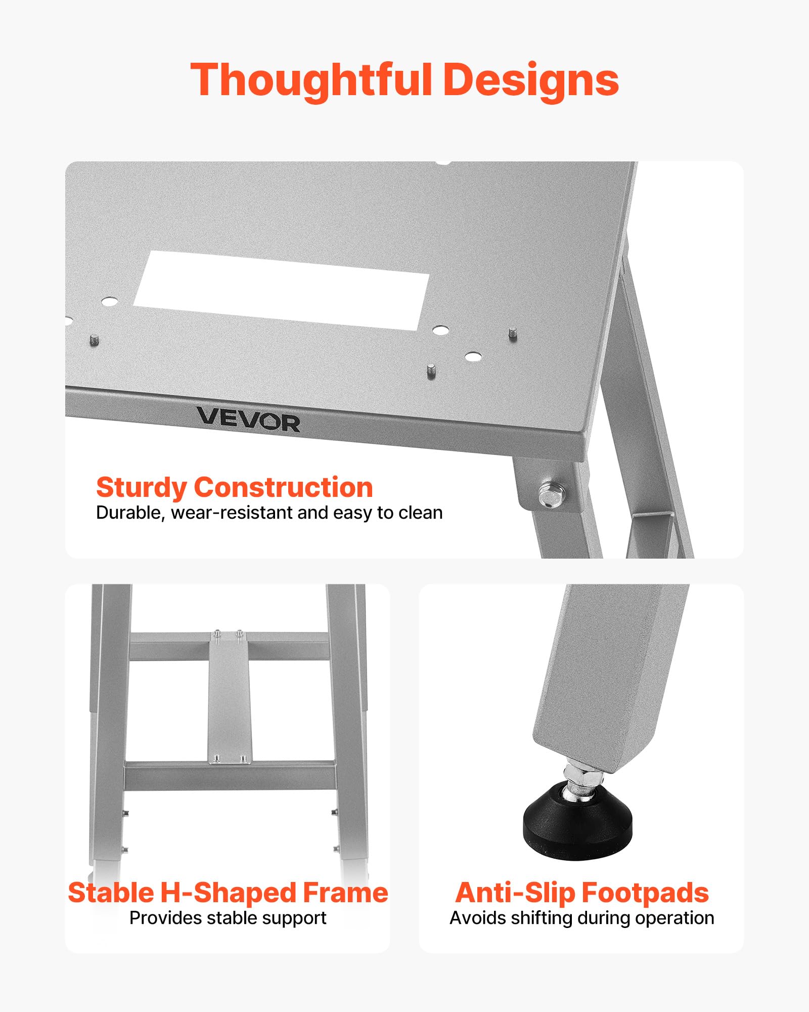 VEVOR Support Scie à Os Électrique Boucher pour Scie à Ruban Table, Compatible BS-130 BS-250, Hauteur Réglable, Cadre H Stable