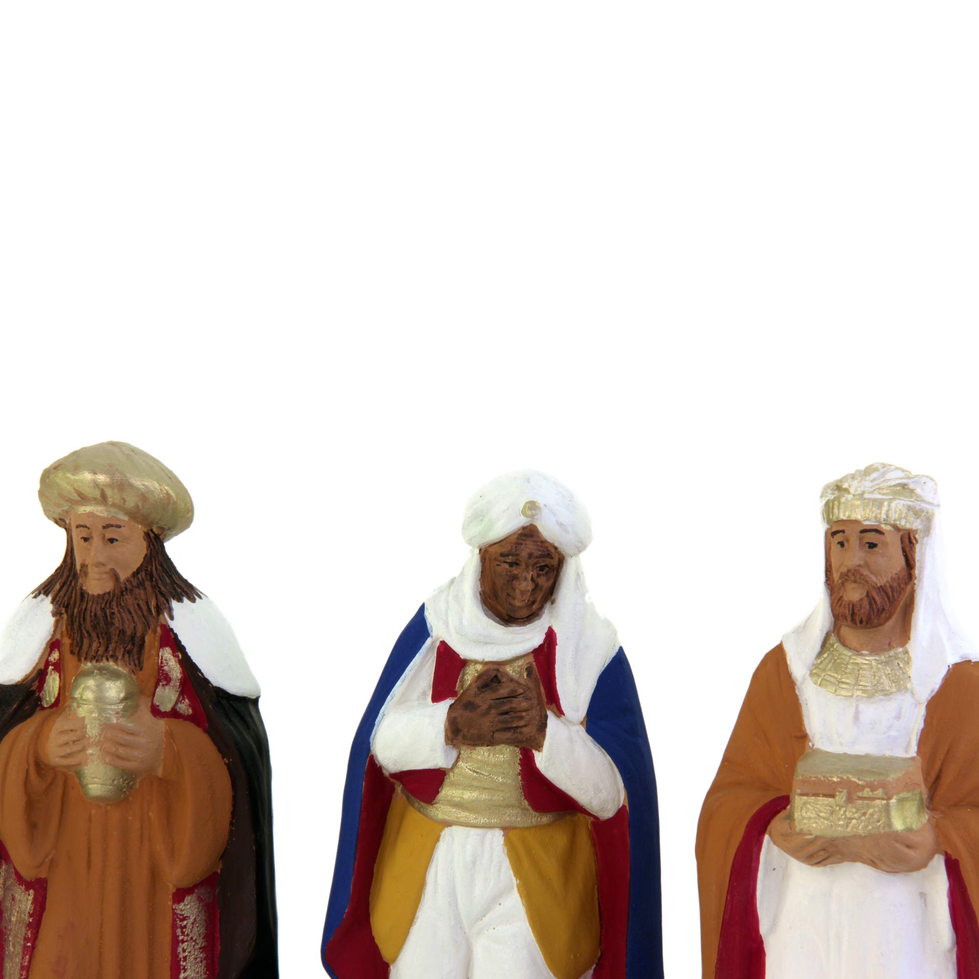 Figuras de Belén grandes, Reyes Magos, 3 piezas, Belén de terracota pintada a mano de Caltagirone