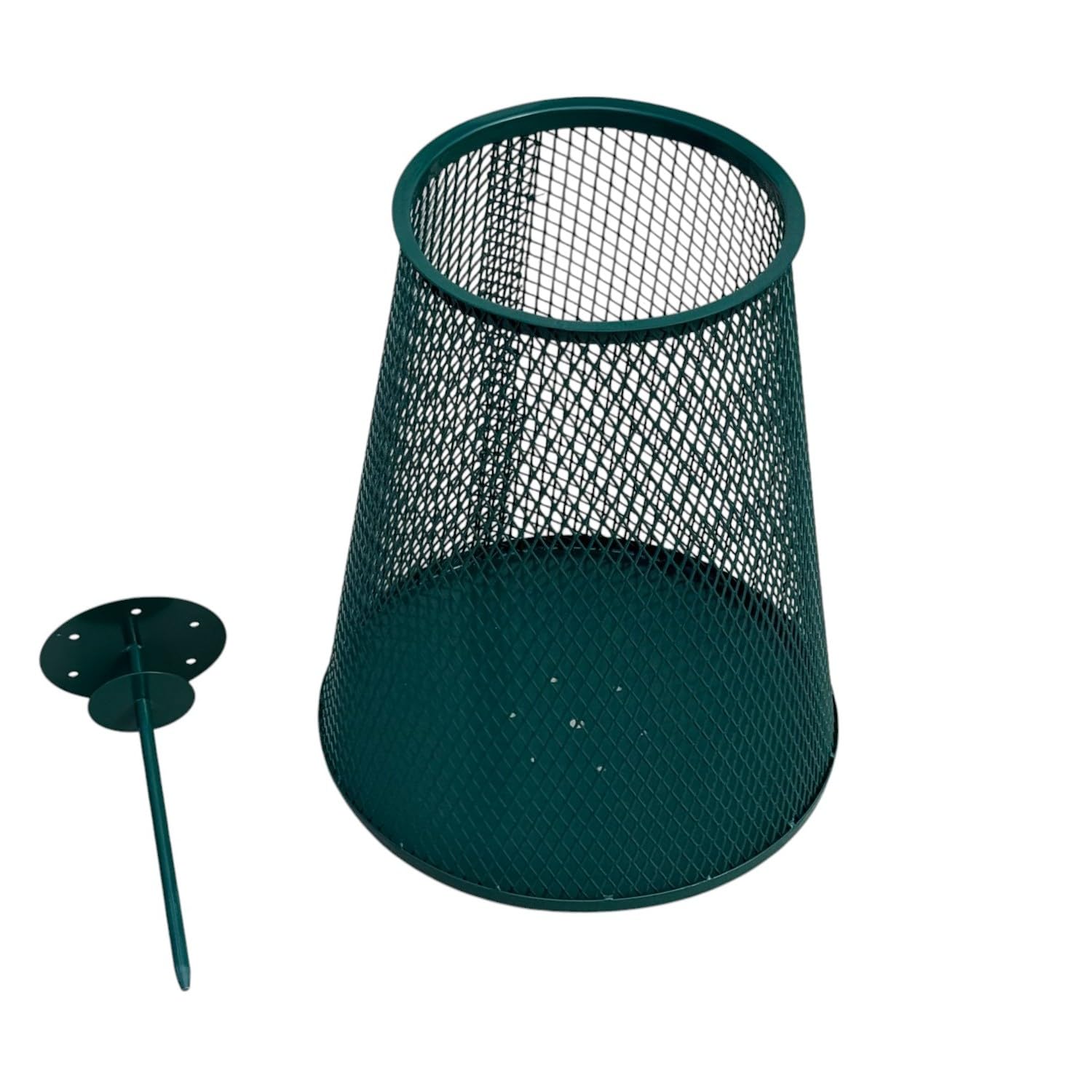 Golf Course Trash Can (9 Gallon) - Green Metal Wire Mesh, Outdoor, Open Top - Fasteners Included (2, Small)