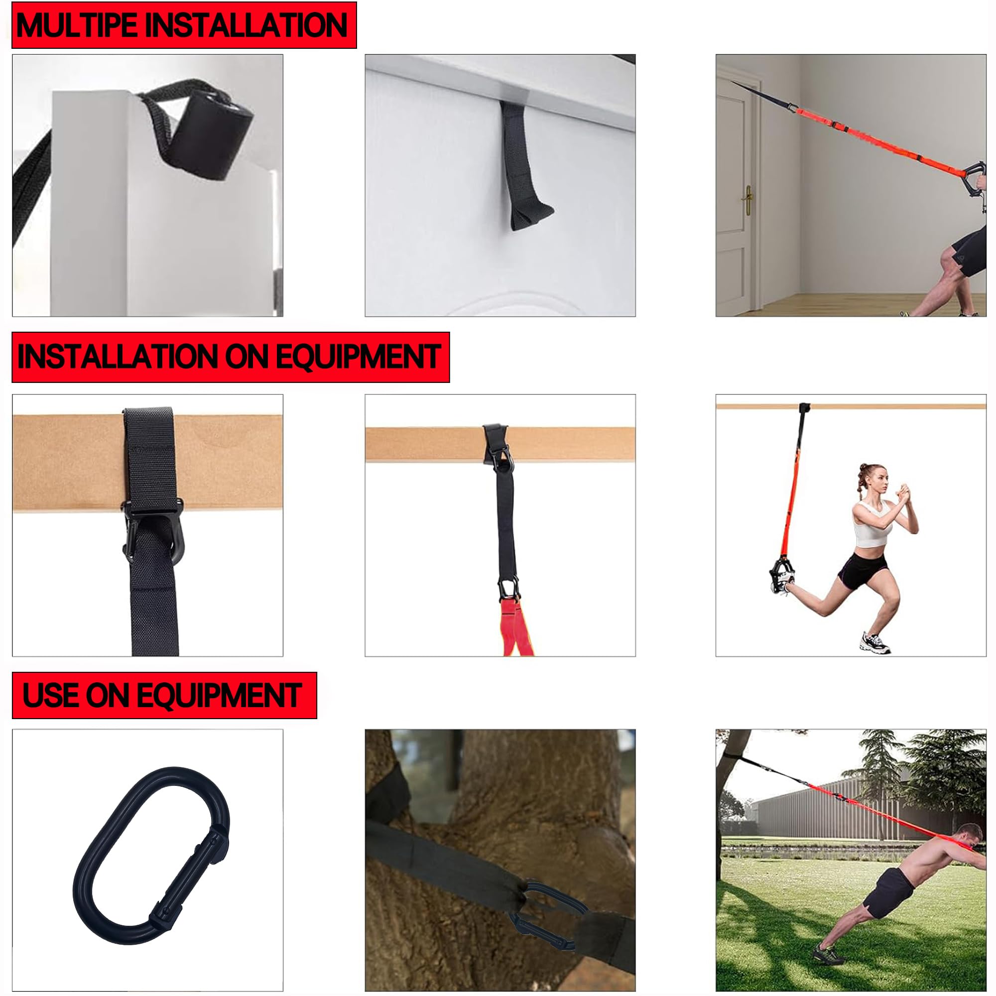Correas de entrenamiento de resistencia de peso corporal, kit completo de entrenamiento de fitness para gimnasio en casa para entrenamiento de cuerpo completo, anclaje de puerta incluido