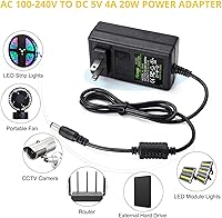 Vista 6 de Facmogu DC 5V 4A Convertidor de AC a DC, Fuente de alimentación de AC 100-240V a DC 5 Volt 4 Amp 20W Adaptador de corriente conmutada, Adaptador