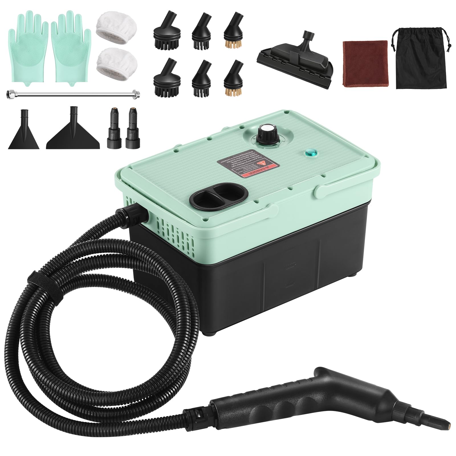 2500W Steam Cleaner - Adjustable 6-Level Steam Control, 15s Fast Heat, 1.6QT Water Tank, Portable High-Pressure Steamer for Home, Car, Grout