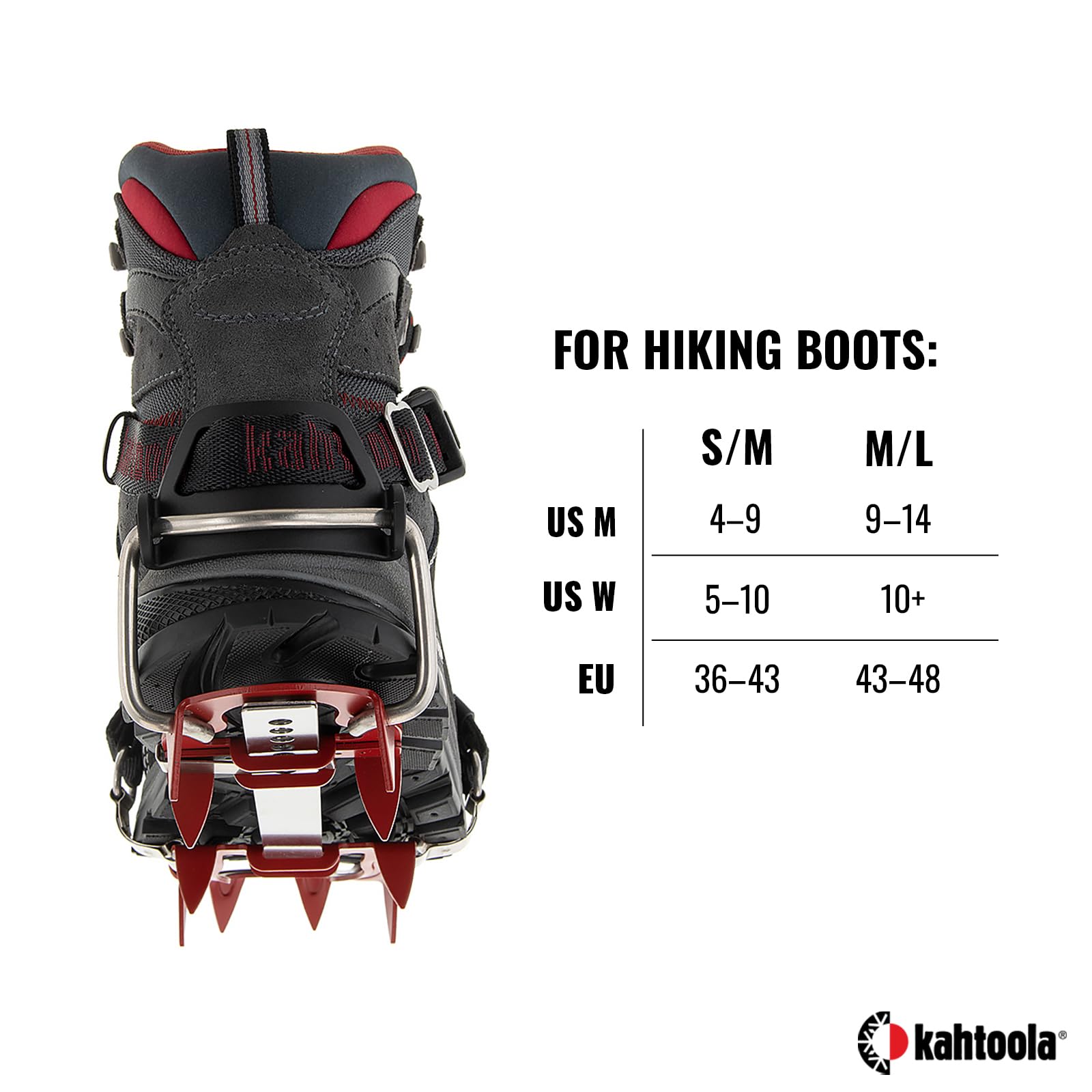 Kahtoola KTS Crampons de randonnée en Acier avec Peaux Anti-Neige, Homme, Rouge, M-L