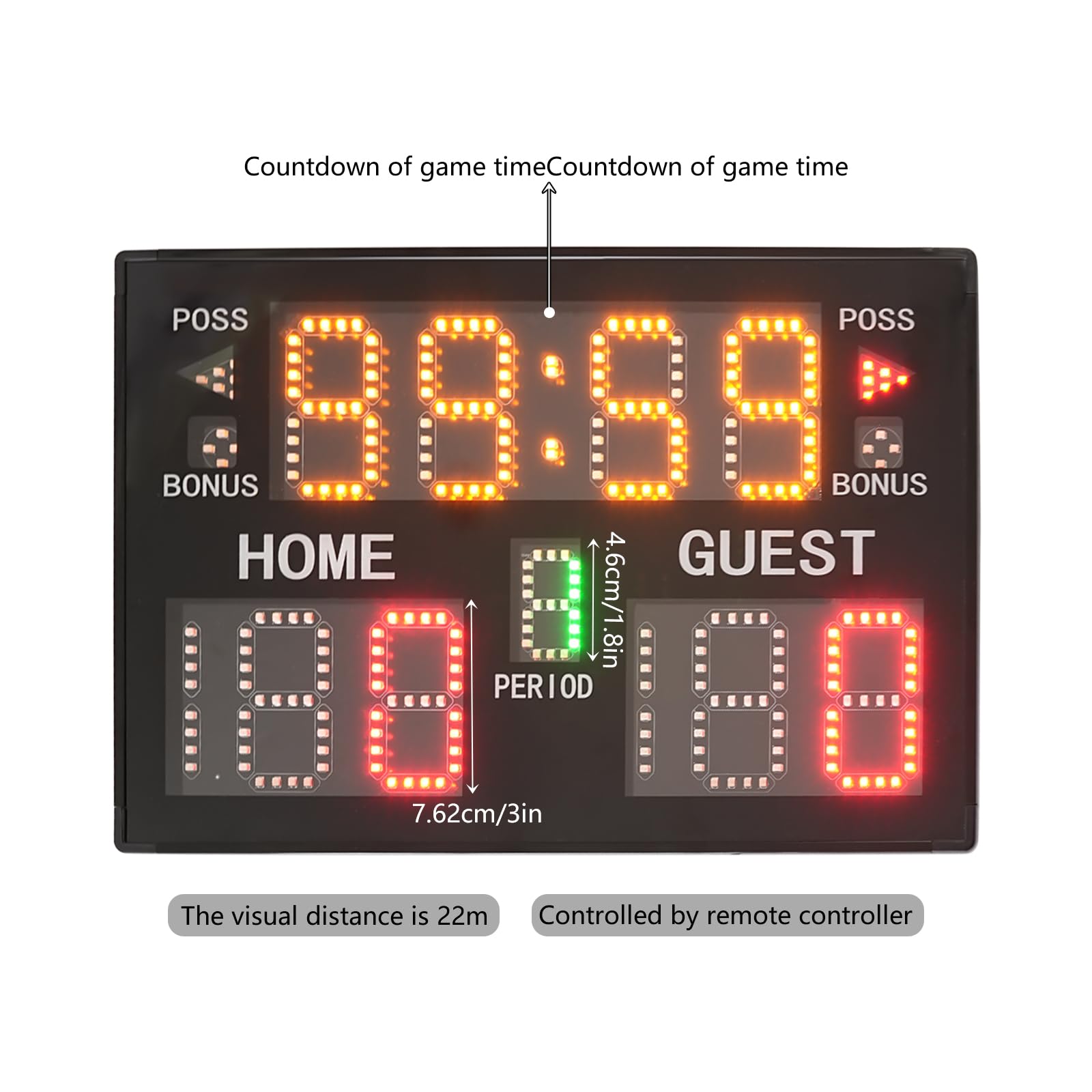 Anzeigetafel Elektronisch, Led Anzeigetafel Fussball mit Fernsteuerung und Stativ, mit Erinnerungston und Countdown-Funktion Scoreboard für Basketball, Volleyball Badminton Indoor Outdoor Sports
