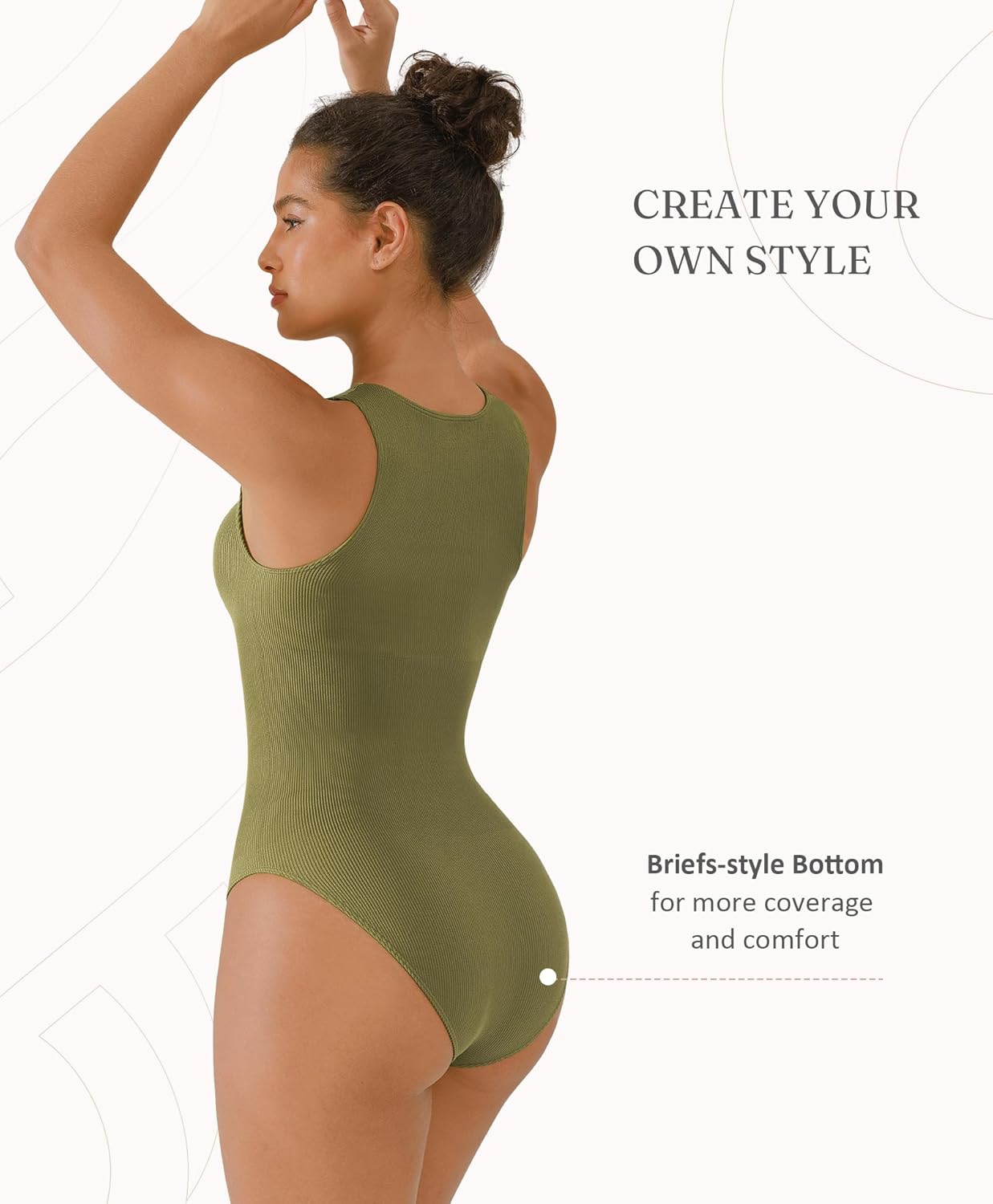 FeelinGirl Bodysuits for Women Seamless Body Suit Invisible Zip Up Crew Neck Slimming Ribbed Basic Tank Tops - Image 3