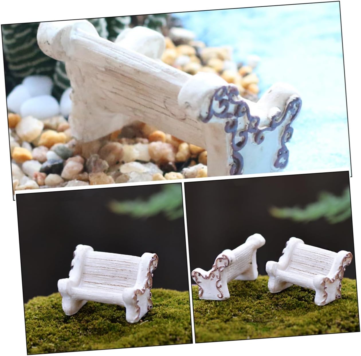 Mini Resin Chair Statues 6pcs for Aquarium and Bottle Planter