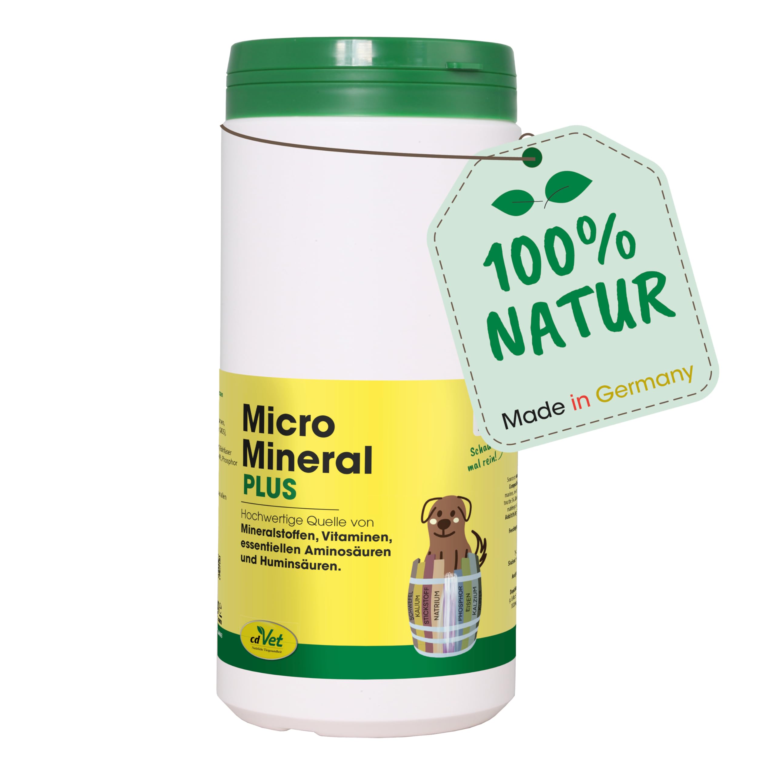 cdVet MicroMineral Plus Chien & Chat 1kg - Zinc et Sélénium - Vitamines, minéraux et Oligo-éléments - Liant pour l'acide gastrique - Liant pour Les polluants - Gastro-intestinal