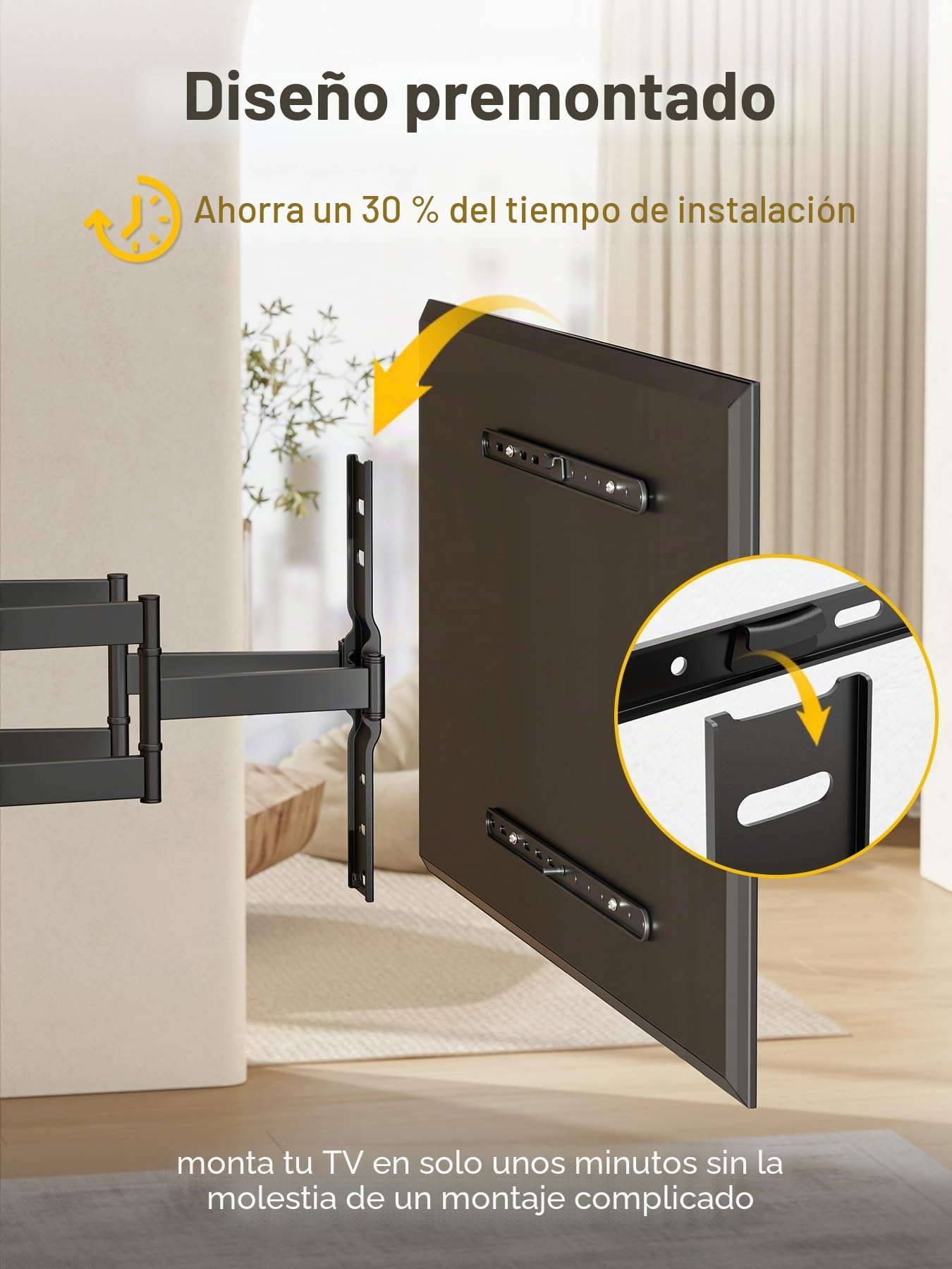 monTEK Soporte TV de Pared 23~65", VESA 400×400mm máx. Carga máx.35kg | Soporte De Televisor De Pared, Soporte De Pared,Brazo 946 mm,Inclinación,Rotación,Placas de pantalla/Incurvés