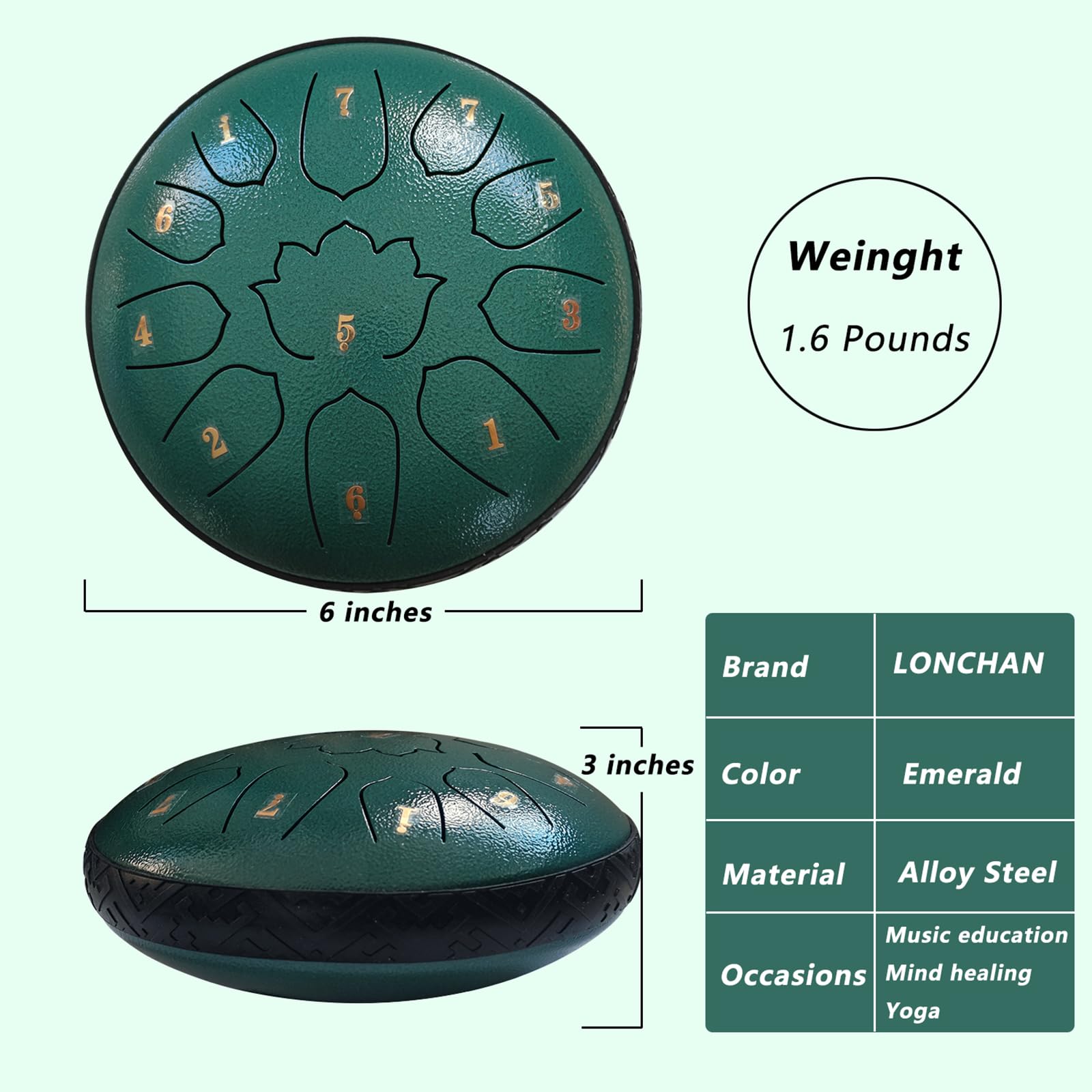 Tambor de lluvia para exteriorPanda, tambor de lluvia para exteriores, tambor de lengua de acero para jardín, disfruta de la música cuando llueve con tambor de lluvia para exteriores (6 pulgadas,