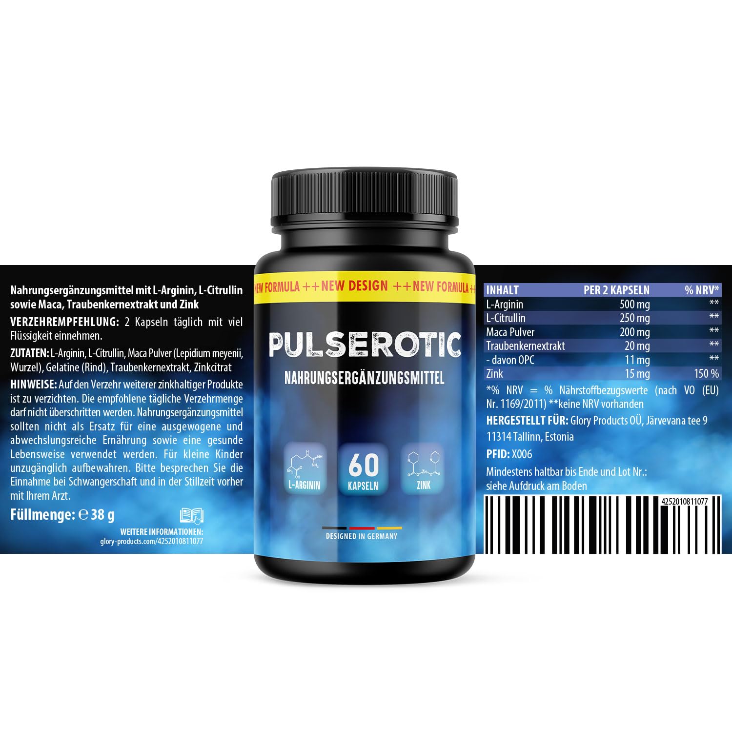 Puls Erotic Kapseln | Schonende Anwendung | Für den aktiven Mann | MaxiPack mit 60 Kapseln pro Dose