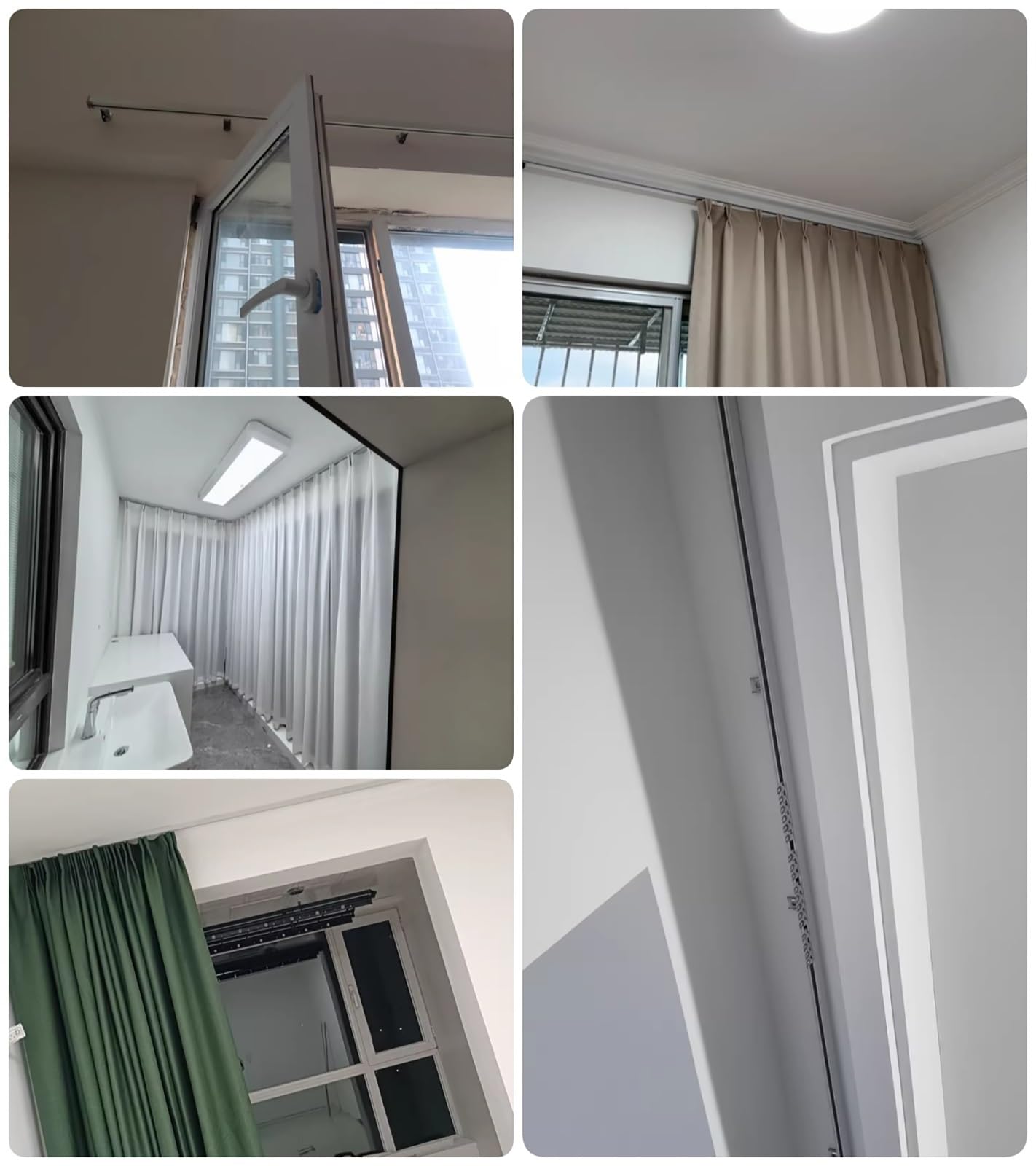 Aluminiowy system szyn przesuwnych o długości 6ft, niestandardowa szyna do kamperów, szpitali, salonów i okien wykuszowych, elegancka, czarna konstrukcja, trwała i łatwa w instalacji