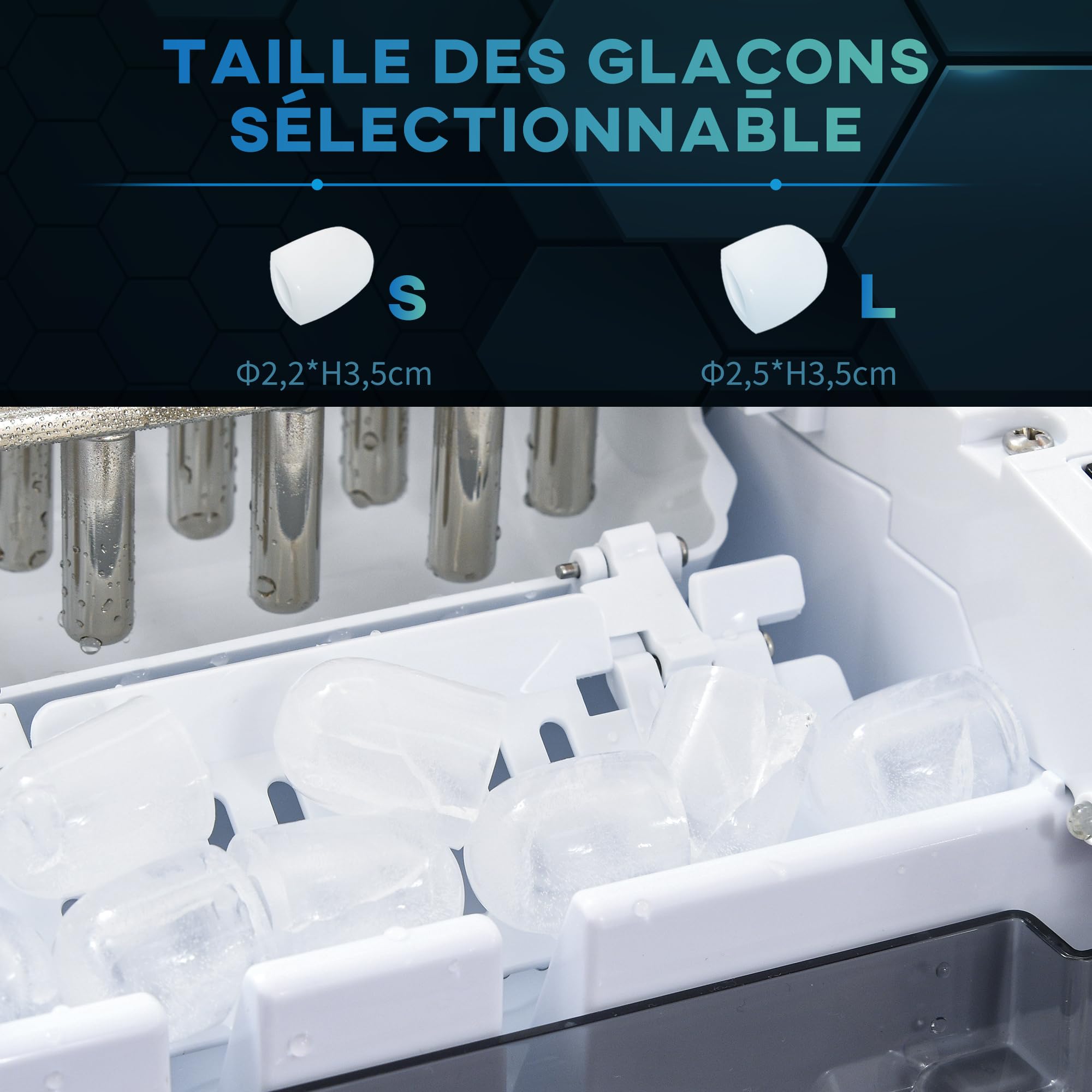 HOMCOM ijsblokjesmachine 12kg / 24u 1,8L ijsblokjesmachine met LED