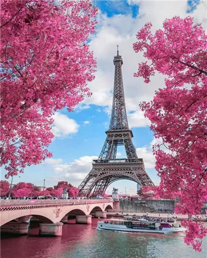 Eiffel Tower By The Riverjigsaw Puzzle 500 Piece For Adults Puzzle 3D Wooden Classic Puzzle Diy Educational Puzzle Christmas Home Decor Gift,52X38Cm