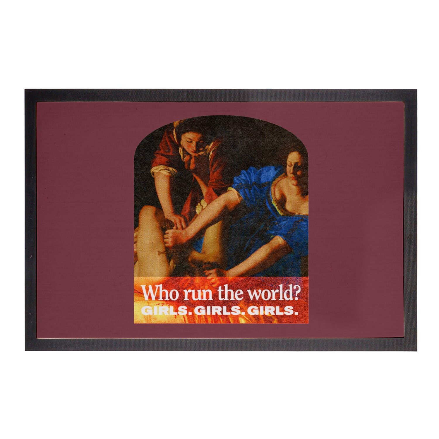 Paillasson rouge Who Run The World 75x50 cm tapis entrée vintage pop