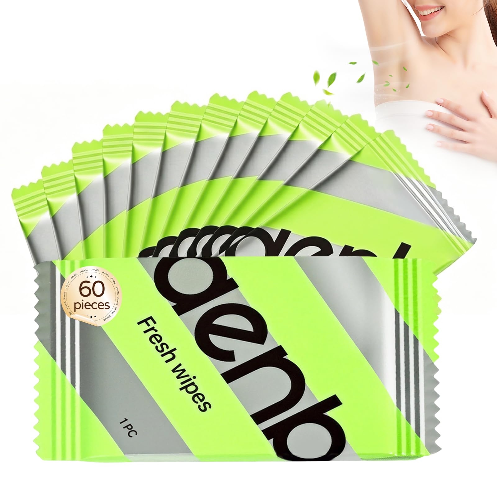 60 Piezas Toallitas Desodorantes Antitranspirantes,Toallitas para Control de Sudoracion Axilar,Toallita de Limpieza Refrescante para Actividades al Aire Libre,Para Mujeres y Hombres