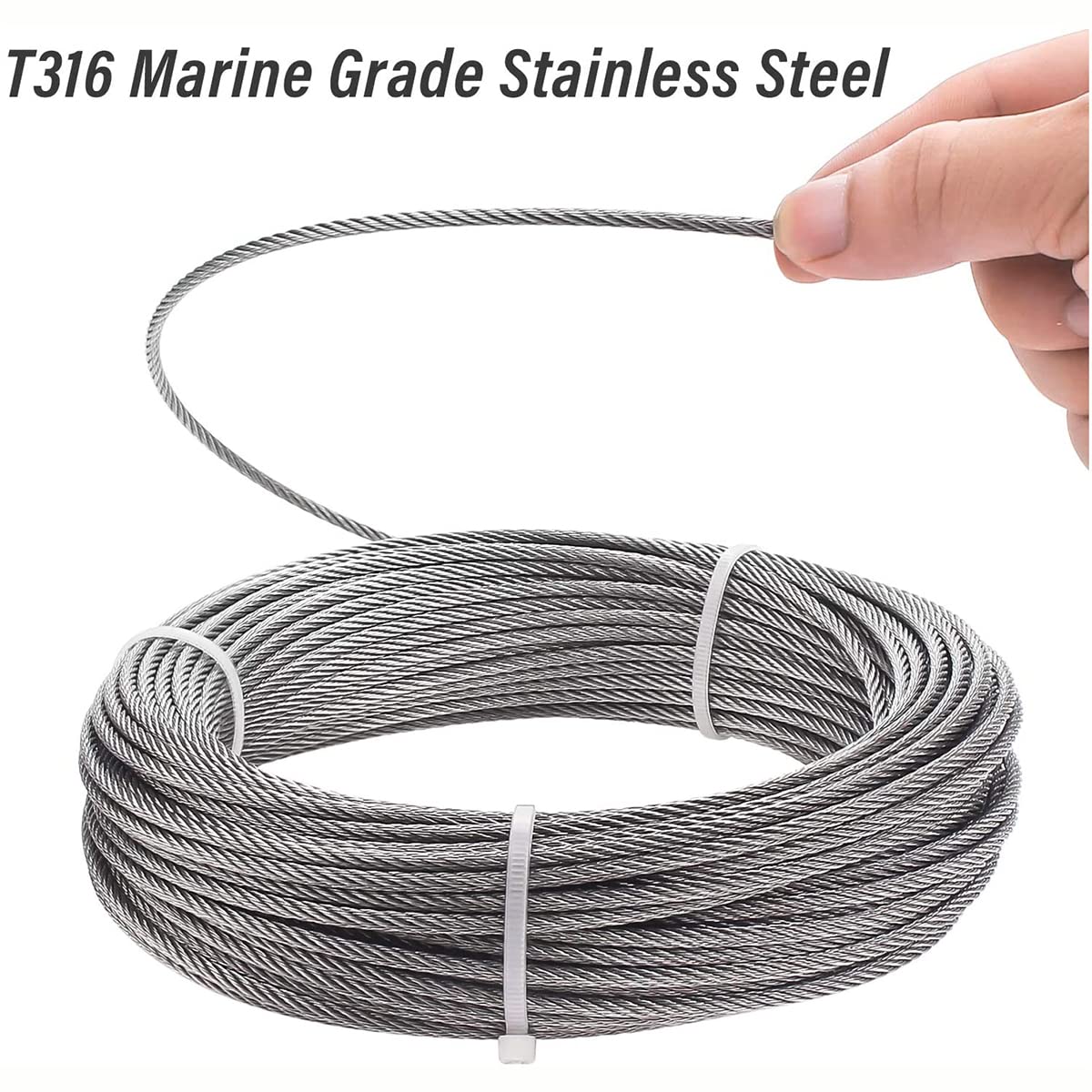 Filo di Acciaio Cavo Metallico in Acciaio Inossidabile 316 da 30 Metri 100 Piedi di stendibiancheria antiruggine 7 * 7 3 mm Filo di Acciaio