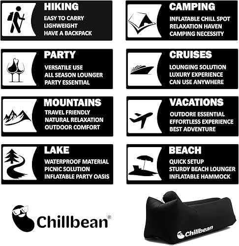 Miniatura 4 de Tumbona inflable, tumbona inflable con almohada, sofá inflable de playa, sofá de nailon de una sola capa antifugas para acampar al aire libre,