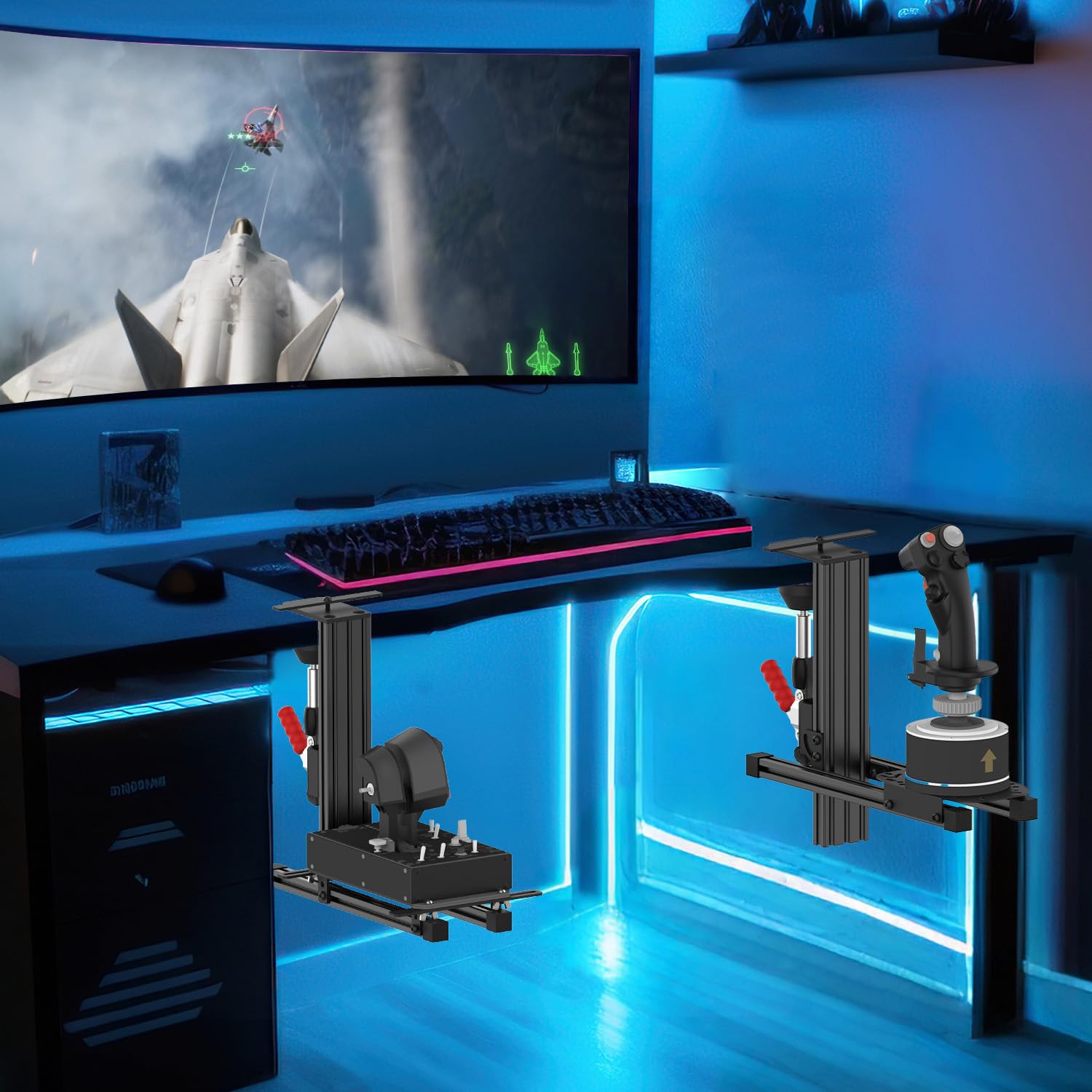Tischhalterung für Flight Sim Joystick, Drossel und Hotas Systeme kompatibel mit Logitech X56, X52, X52 Pro, Thrustmaster T-Flight Hotas, T.16000M, TCA