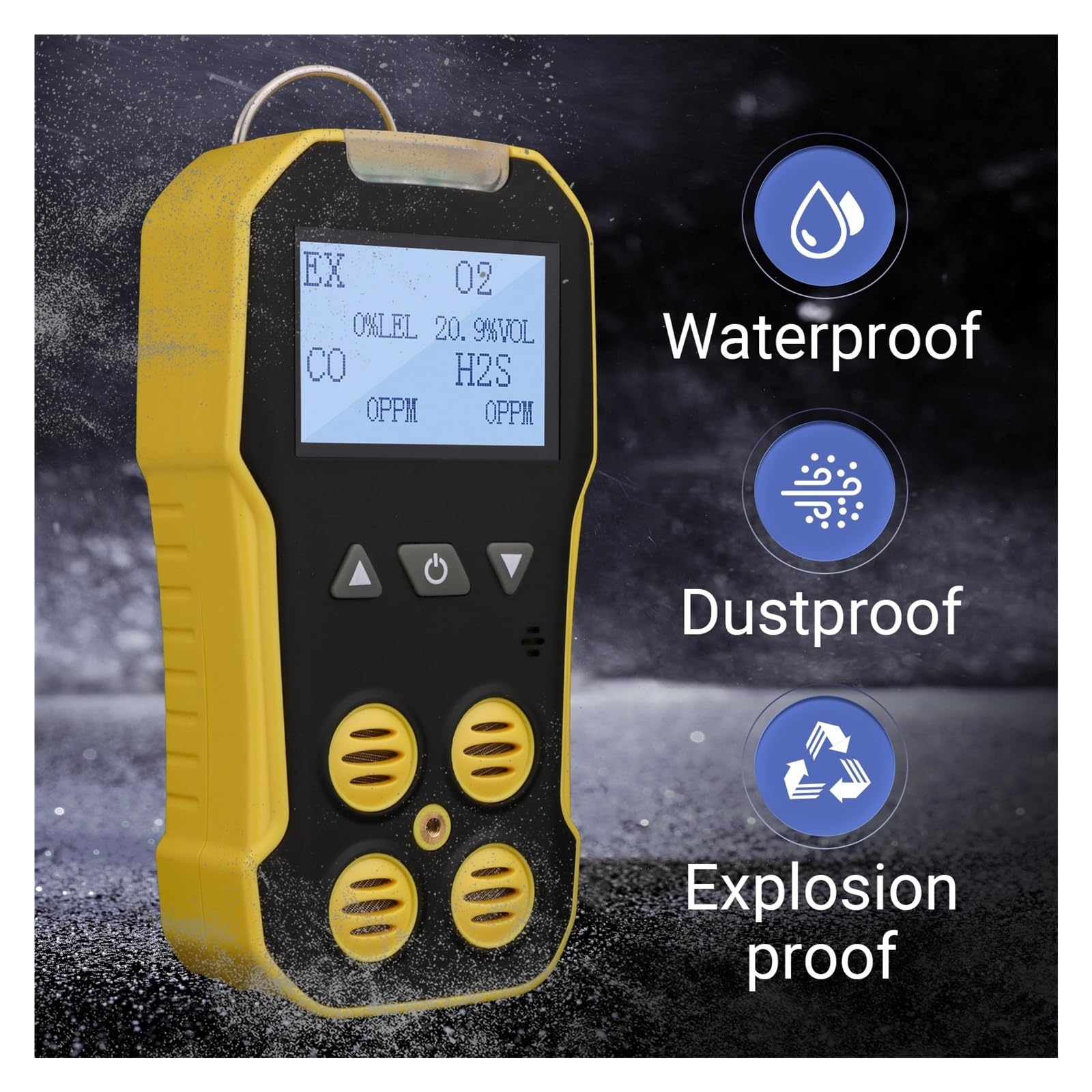 Wielogazowy detektor BH-4A, przenośny detektor gazu O2 H2S CO LEL z alarmami wibracyjnymi, wizualnymi i dźwiękowymi do pracy i domu Wewnątrz/na zewnątrz