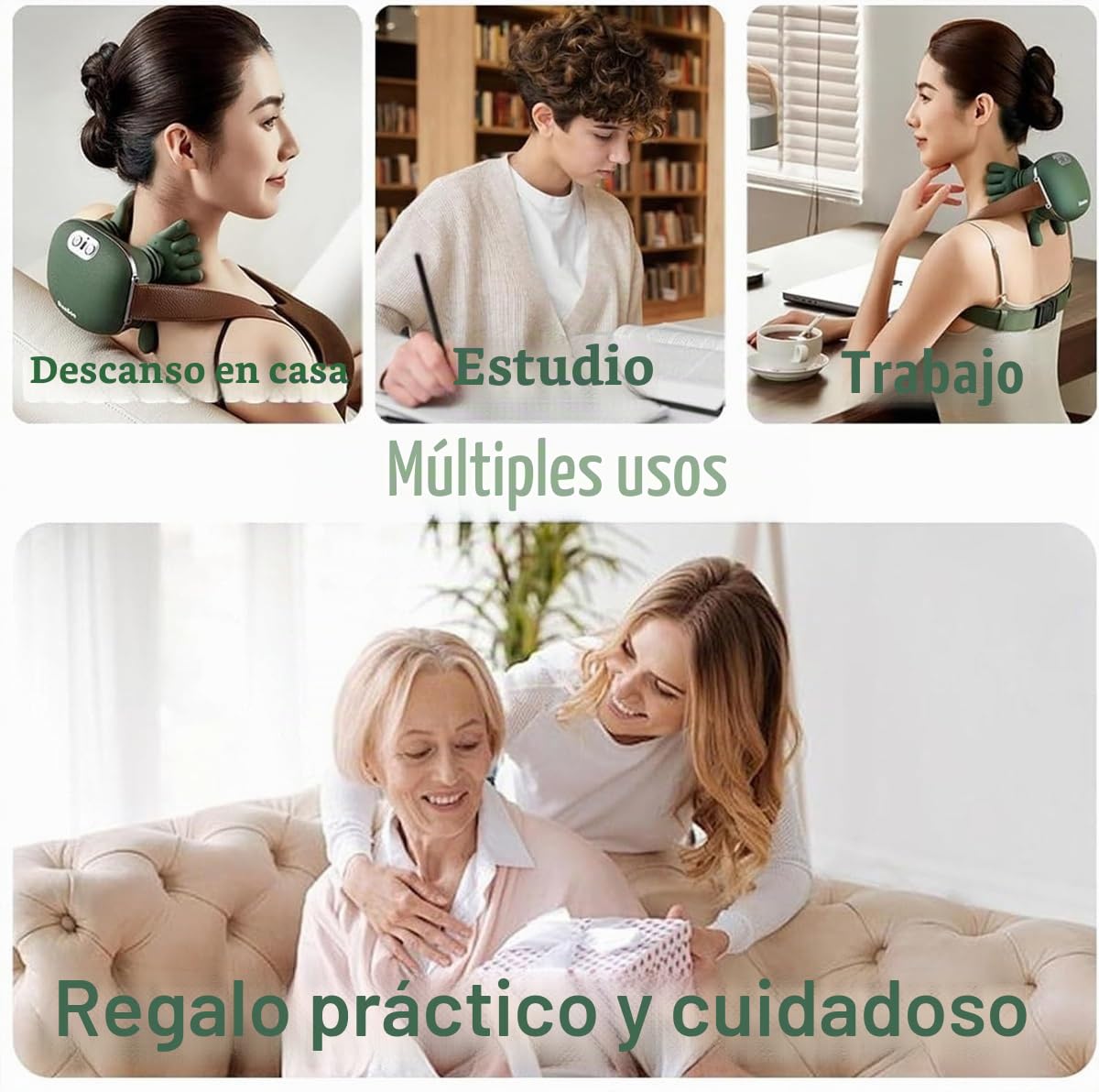 Siaasoo Masajeador de cuello, Masajeador Siaasoo Masajeador para hombros, almohada relajante cervical, masajeador Shiatsu de espalda y cuello, almohada de masaje eléctrica de amasamiento, ajuste de 3