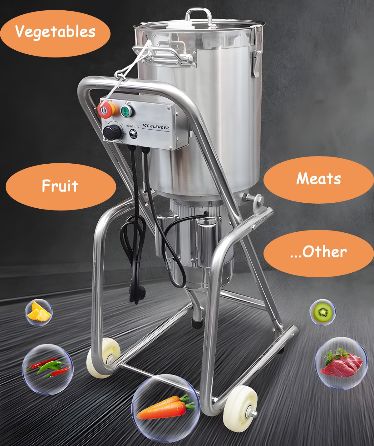 1.8KW 32L Carne Vegetales Preparación Alimentos Molinillo 110V Vertical Eléctrico Mezclador Molinillo Cortador Multifunción Alimentos Picador para Verduras Carne Jengibre Ajo 5