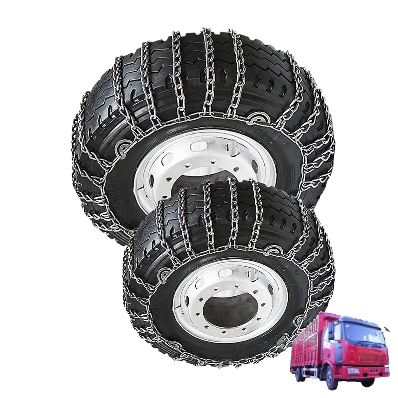 Set of 2 Tire Chains for Trucks 2pcs Snow Chains for Trucks Snow Chains for Car Tires Anti-Skid Thickening Tire Chains Winter Car Accessories No Jack Required 2pcs 10R22.5 2pcs 8.25-16