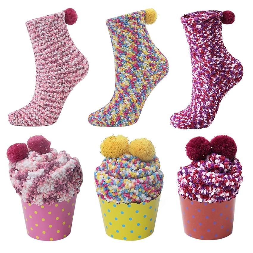 Immagine del prodotto JARSEEN 2 Confezione Regalo Calzini Natale Calze San Valentino Caldi Donna Super Morbidi Calzettoni DIY (Rosa, Giallo, Viola, EU 36-42)