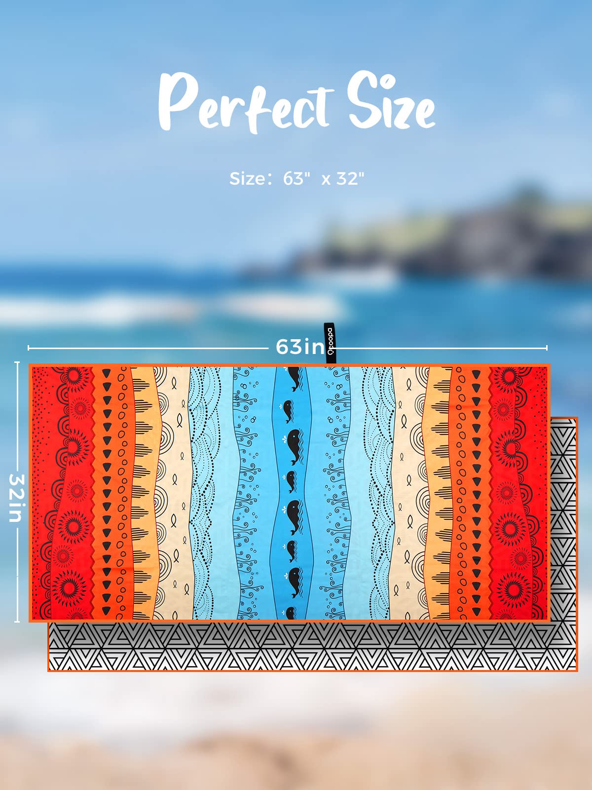 OCOOPA Microfibra Telo Mare Antisabbia, 160x80cm, Leggero, Compatto, Asciugatura Rapida, Assorbente, per Piscina, Bagno, Campeggio, Nuoto, Viaggio