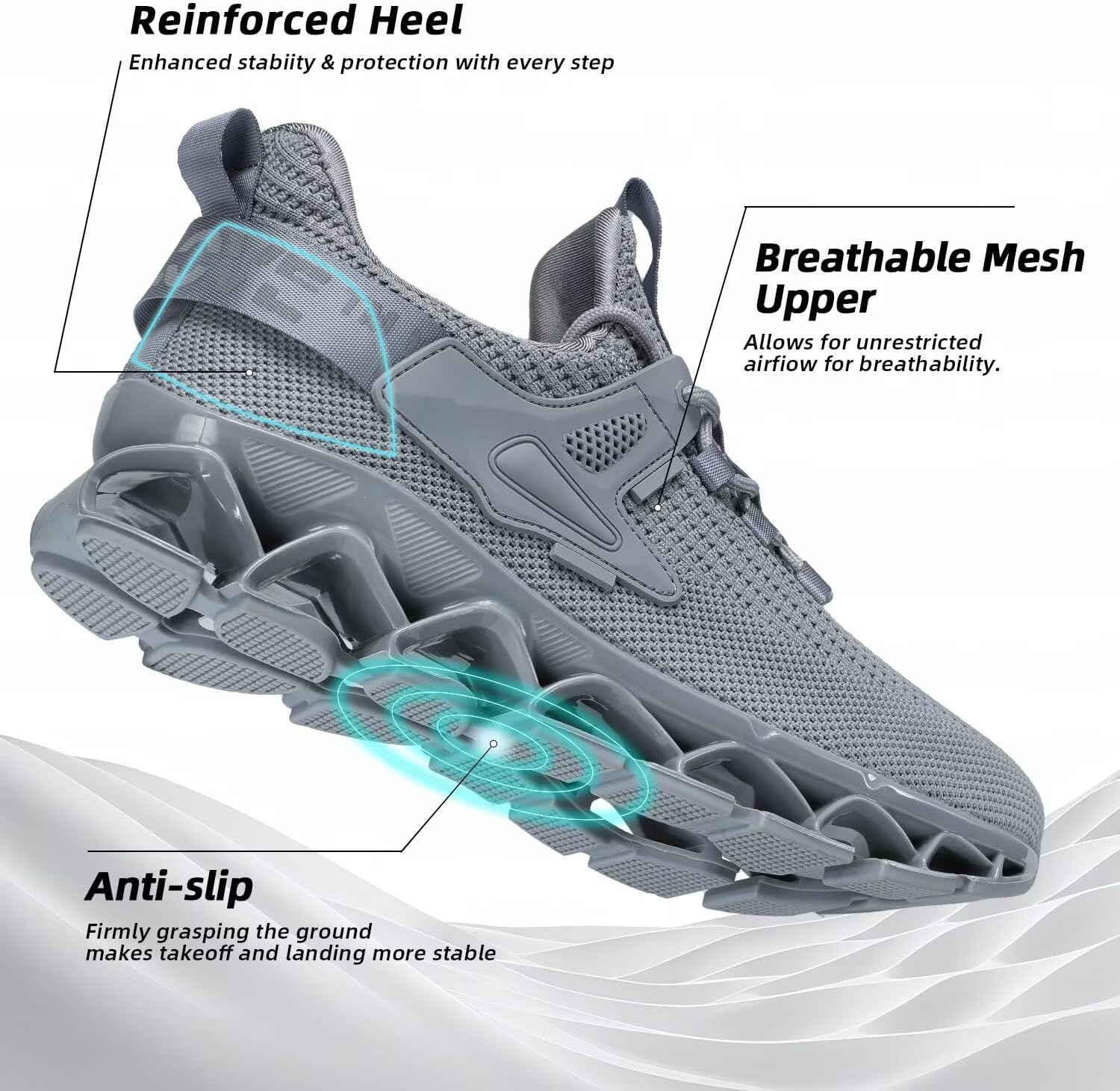 Mens Walking Shoes Running Slip on Tennis Casual Fashion Blade Sneakers Comfort Workout Sport Athletic Trainers - Image 5