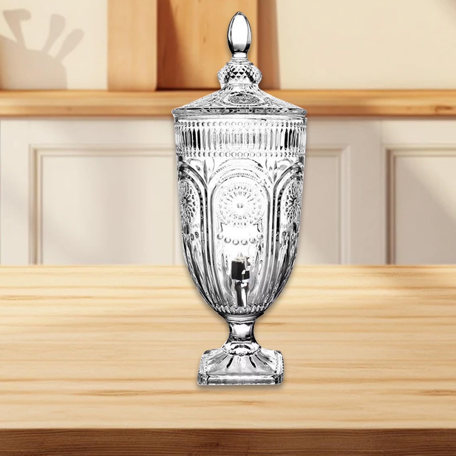Qianly Jarra de Agua Fría de Vidrio para Té Leche Café con Relieve Y Asa Práctica Adecuada para Cenas Celebraciones Restaurantes Mesa de Comedor, Girasol, Individual