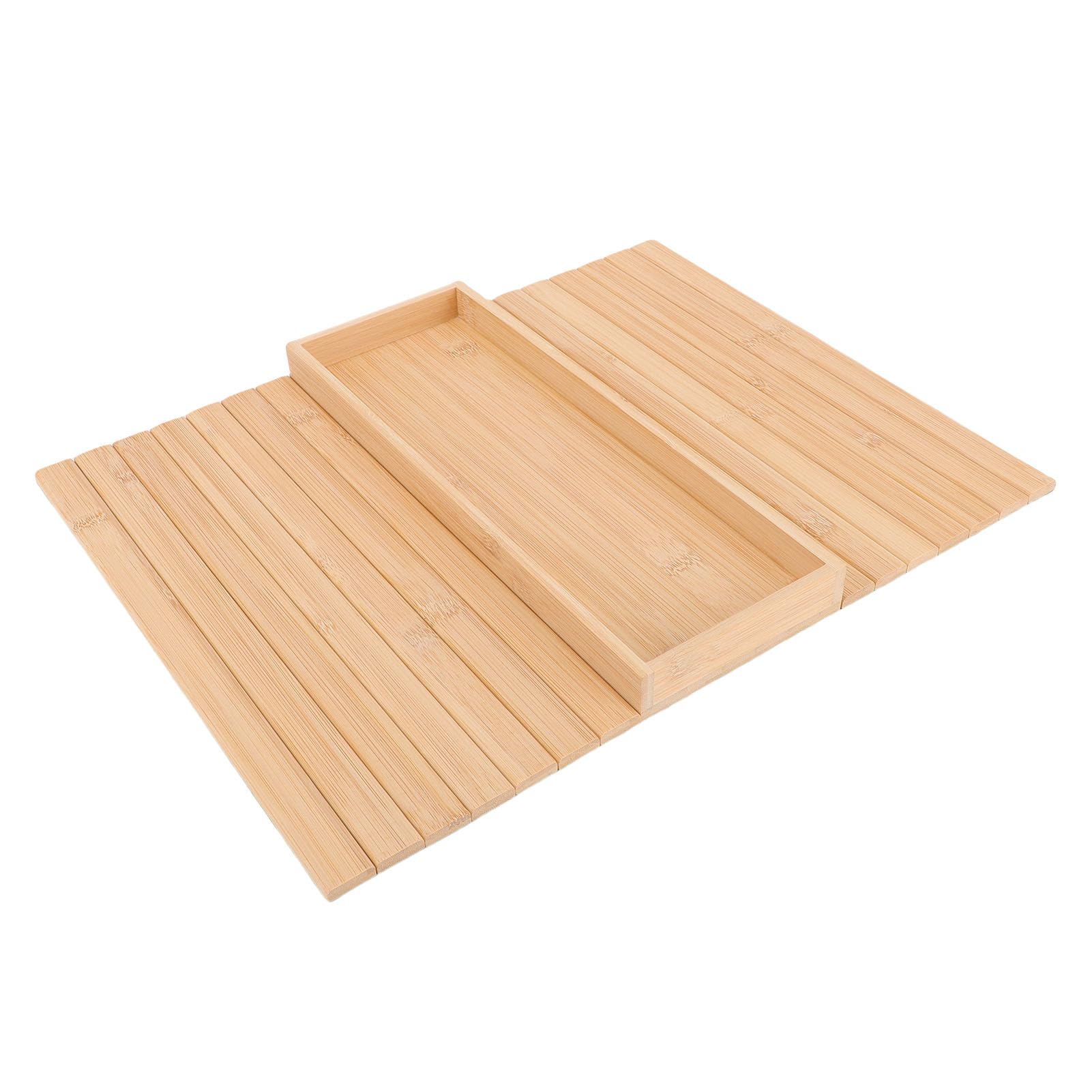 Bandeja plegable de bambú para sofá, soporte para tazas, antideslizante, mesa auxiliar para mandos a distancia Drin Boo (color madera)