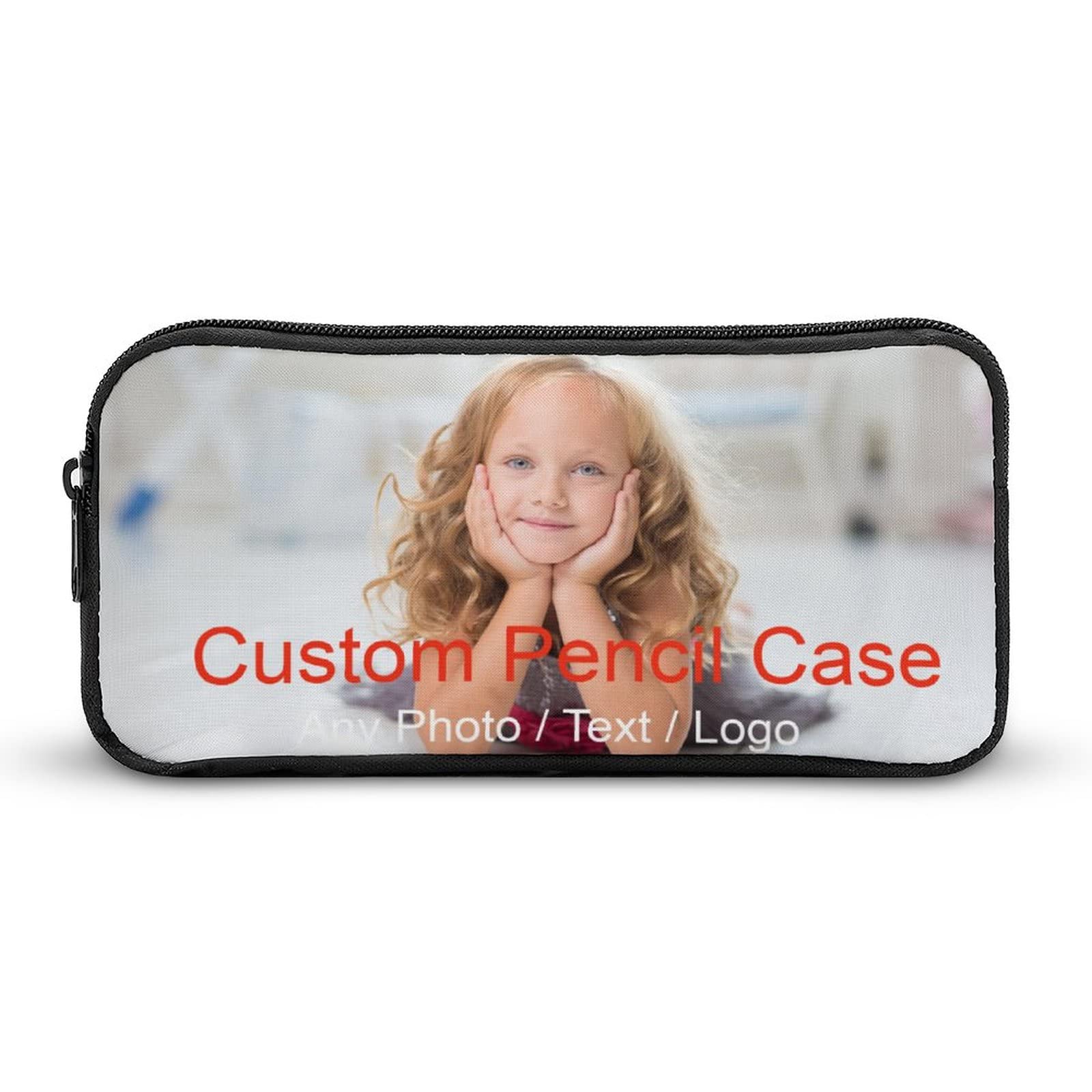 Naispanda Personalized Name Pencil Pen Case Custom Photo Office College School Stationery Bag Pouch Holder Box Organizer Personalised Pencil Cases Gift for Teenage Girls Boys