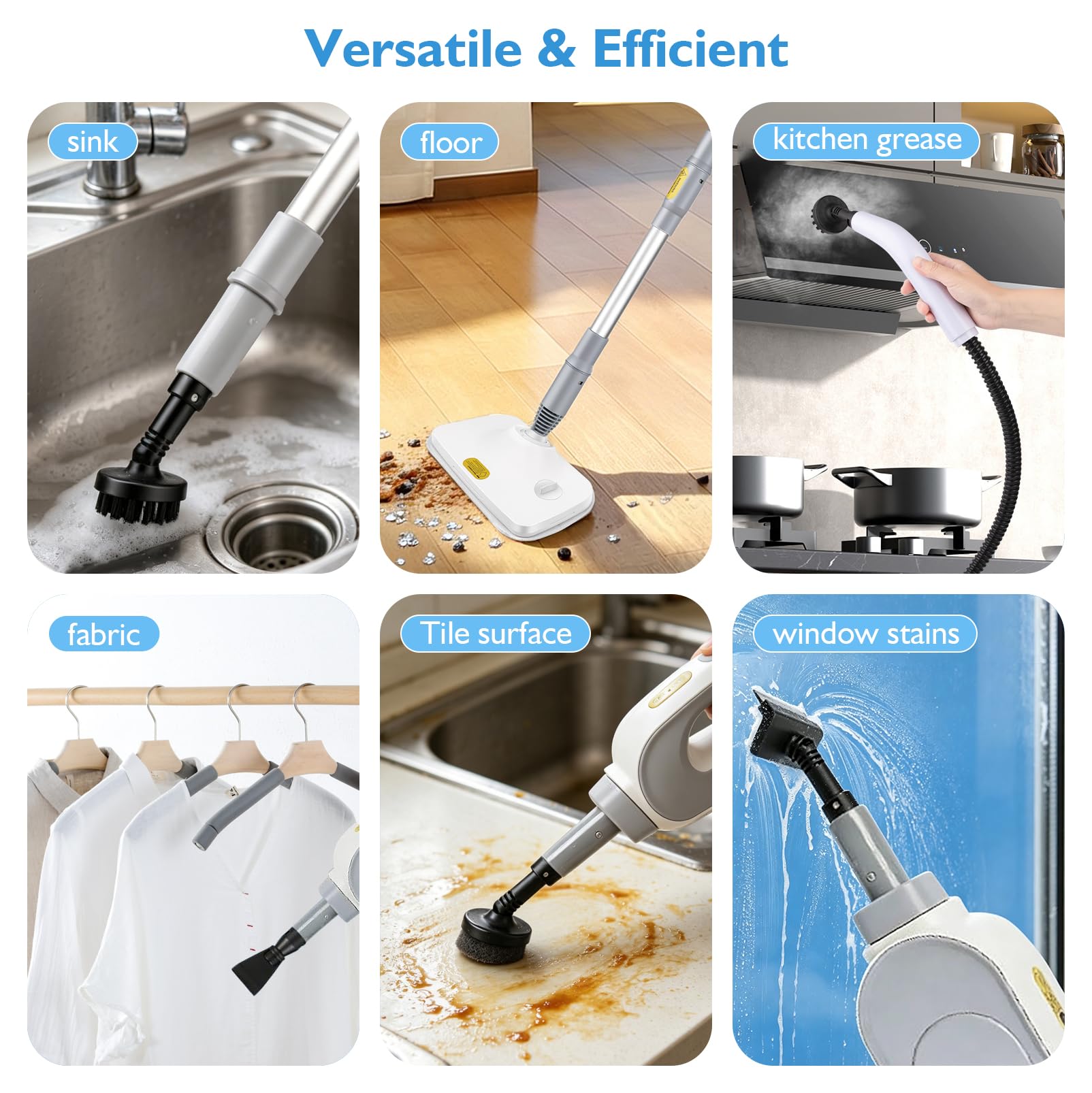 9-in-1 Dampfreiniger mit abnehmbarem Handdampfreiniger, 500 ml Tank, 15 s Aufheizzeit, 284°F Heißdampf, 1500W Dampfmop mit 9 Zubehörteile, chemikalienfreier für Böden, Parkett, Fliesen, Fugen, Teppich