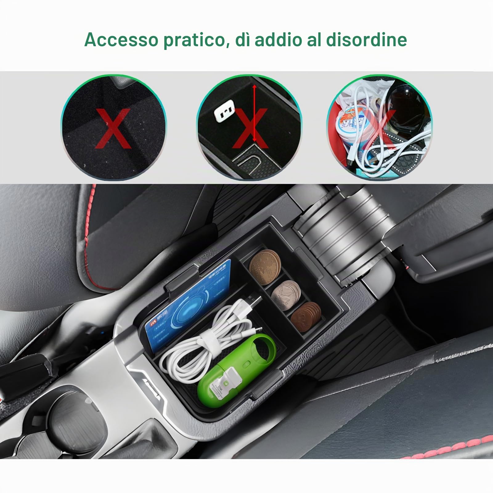 GAFAT Compatibile con Ford Puma/Fiesta MK8 2017-2024 Scatola Portaoggetti, Puma ST Fiesta ST 2023 Organizer per Braccioli, Vano Portaoggetti, Accessori Puma, Accessori Fiesta MK8