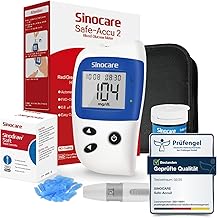 Blutzuckermessgerät, Zuckermessgerät mit Blutzuckerteststreifen 25, Sinocare Safe-Accu2 Blutzuckermessgerät set mit teststreifen, mg/dL (Safe-Accu2 Messgeräte 25 Set)