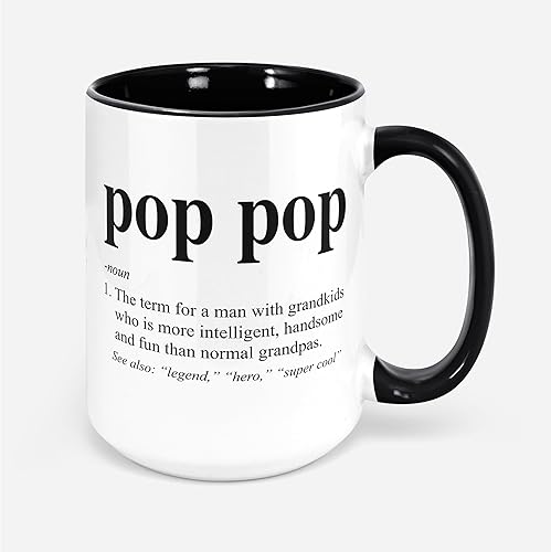 Taza de café blanca con definición poppop, definición poppop, definida, regalo divertido de cumpleaños, ideas de regalo para abuelo, regalo del día