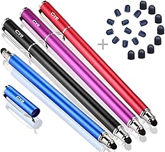 Bargains Depot Stylet pour Tablette 2 en 1 Universel Stylo + 20 Embouts de Rechange pour Ecran Tactile, iPad, iPhone, iPod, Kindle, Galaxy - Noir/Bleu/Violet/Rouge