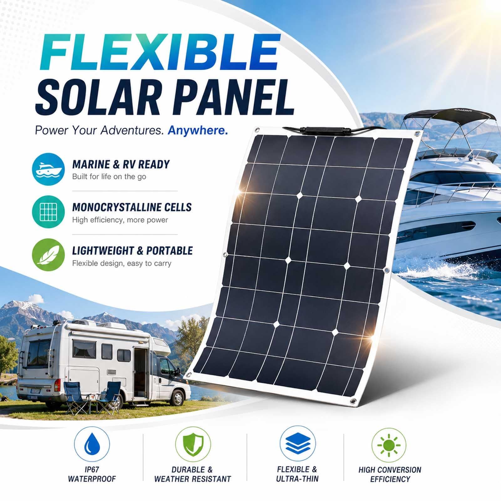 Panel Solar Monocristalino 400w con Mc4 para Batería De 12v 200w