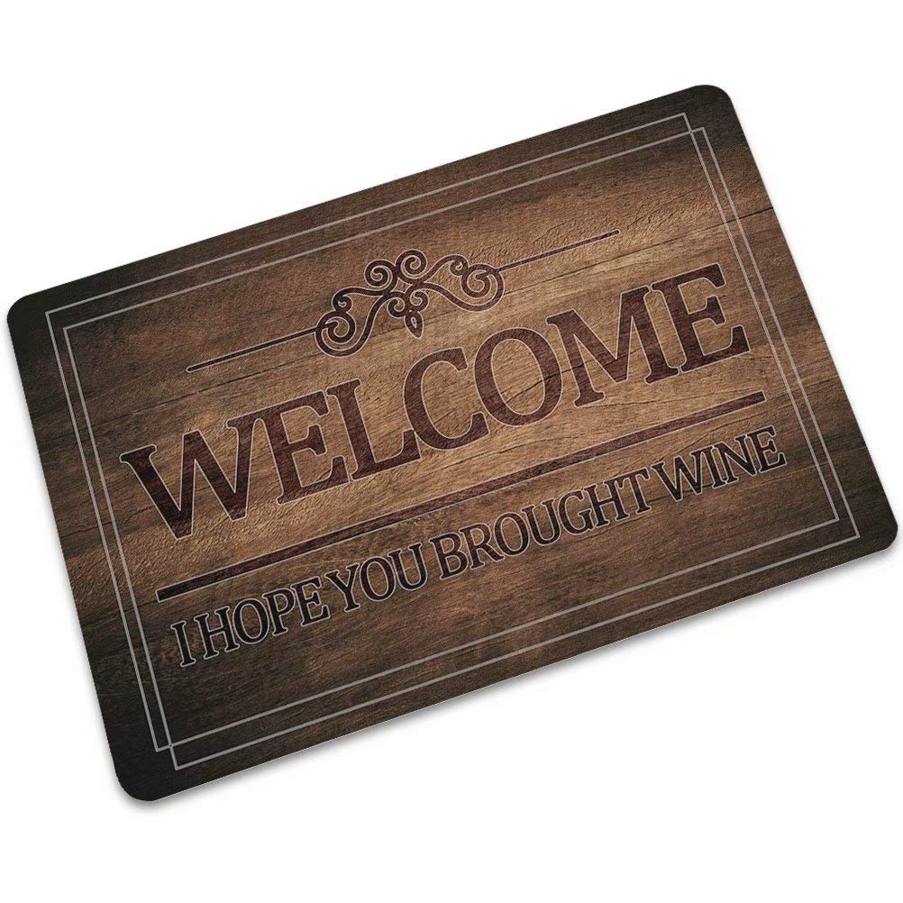 Anti Slip Doormat Entry Decor Front Entrance for Boys Girls Bed Room Welcome I Hope You Brought Wine 36X24 Inch