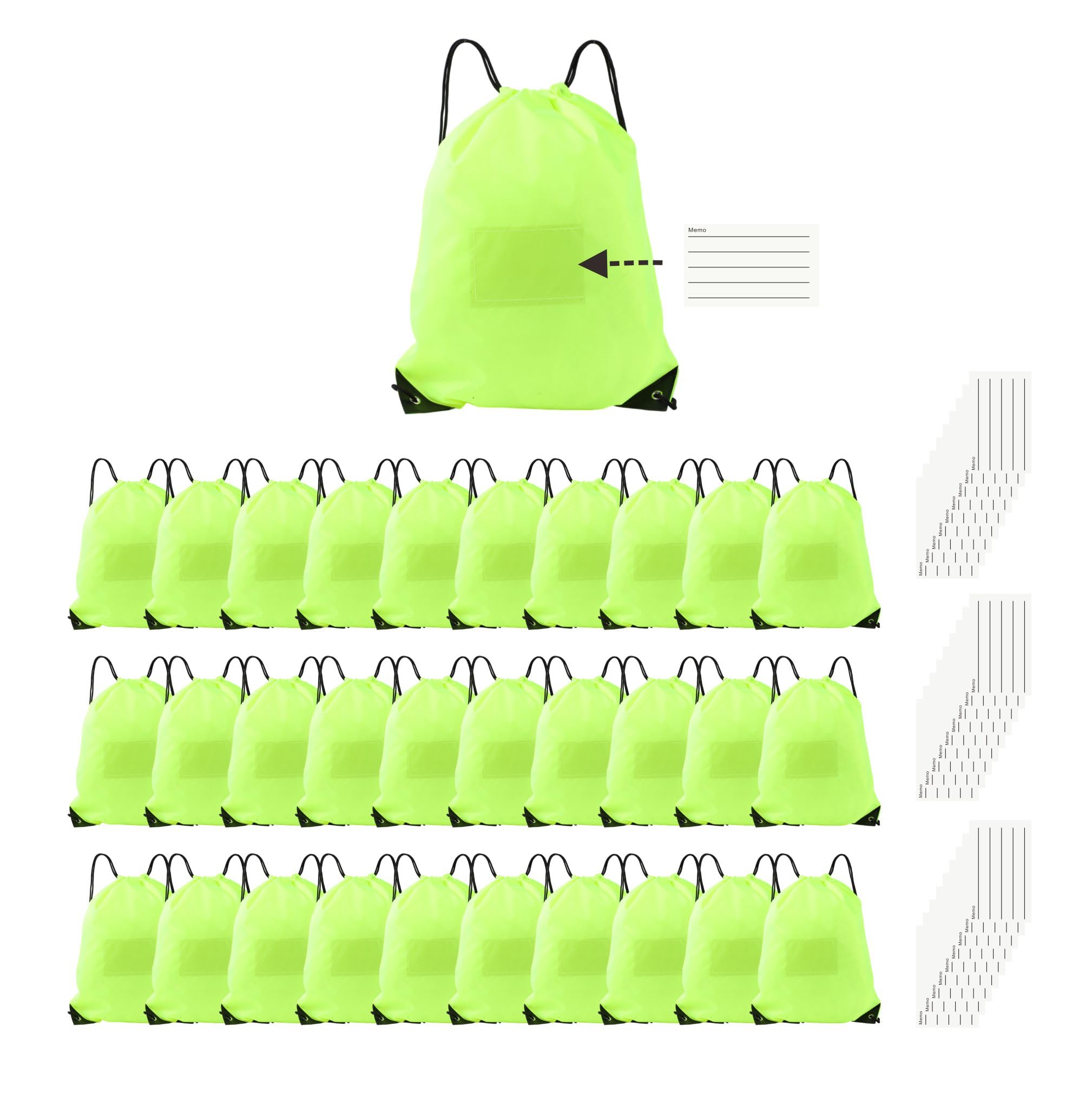 JohahaTim Drawstring Backpack Bulk 30 Packs Draw String Bags for Gym Sports Trip Pedestrianism Cinch Sack DIY for Women Men with Memo Card(