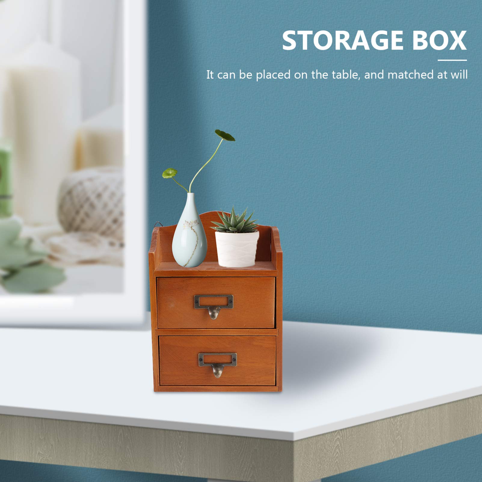 Organisateur De Bureau En Bois Rétro Avec Tiroir - Boîte De Rangement Vintage Pour Stylos, Cosmétiques
