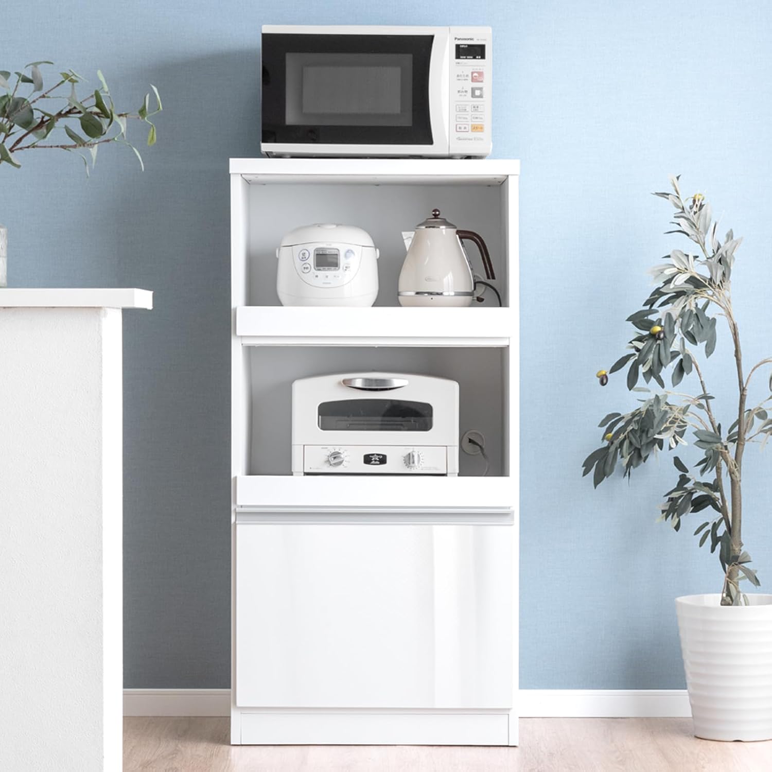 TTWO キッチンラック レンジ台 W60×D42×H130cm 2口コンセント付き