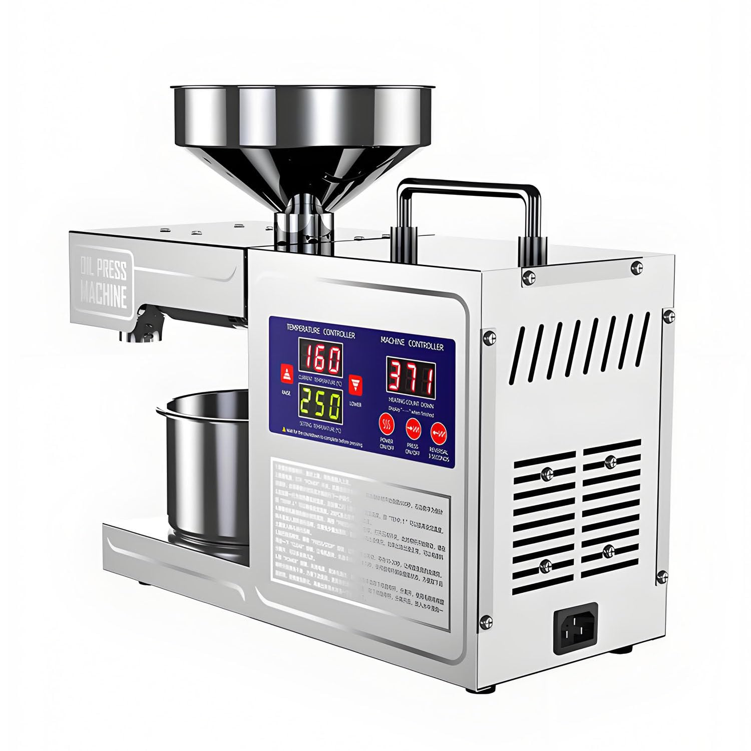 DUMIPME 820W Electric Oil Press Machine, Cold Hot Press Oil Extractor, Digital Temperature Control Oil Expeller for Home Commercial Use