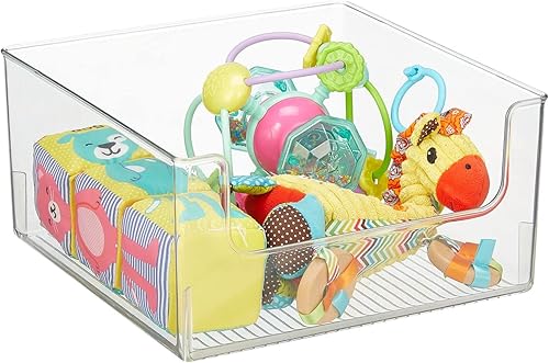 Miniatura 6 de mDesign Ligne Collection - Cesta organizadora de plástico con frente abierto y moderno para organización del hogar, estantes, cubos, armarios y