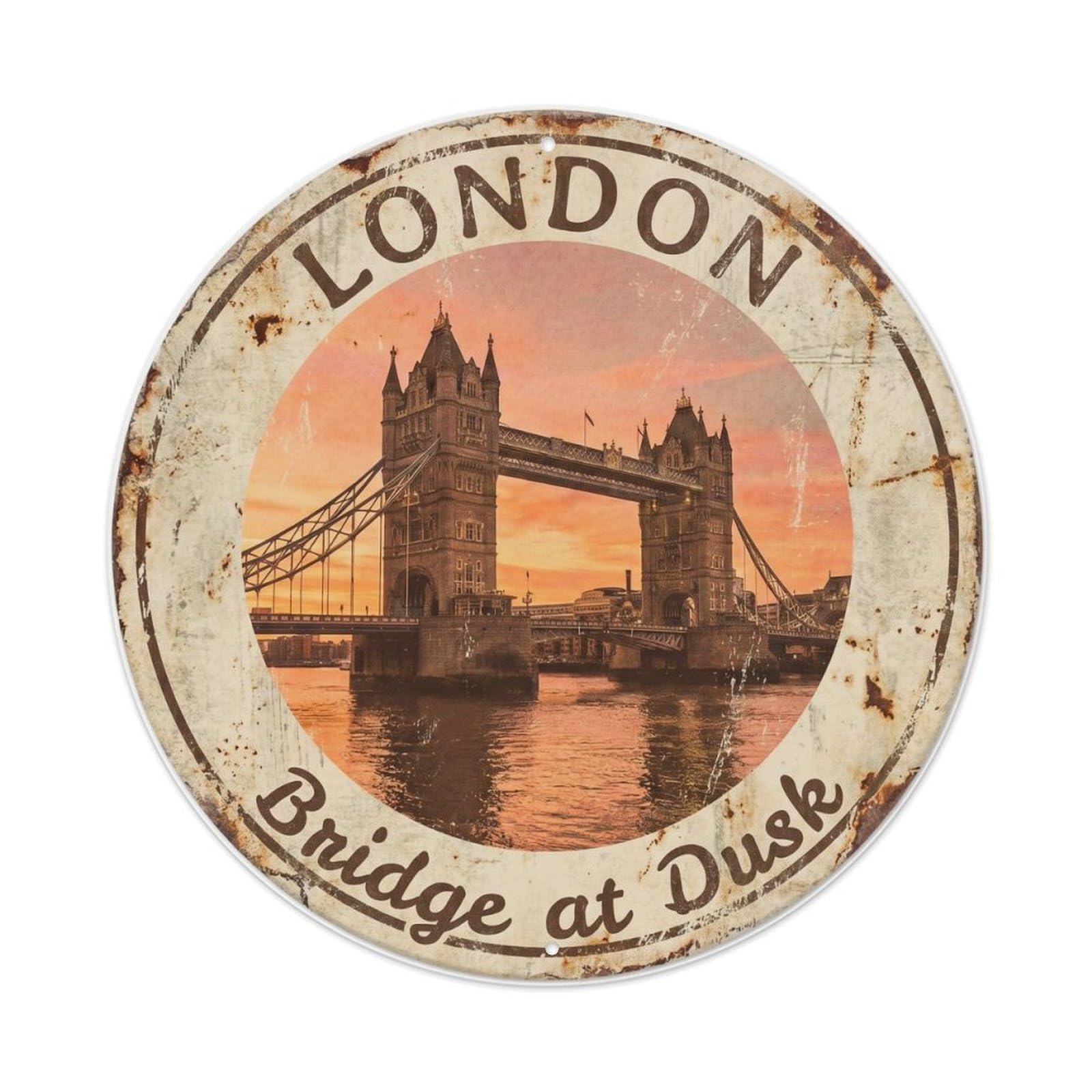 Vintage Travel Tower Bridge Sunset London Metal Tin Sign